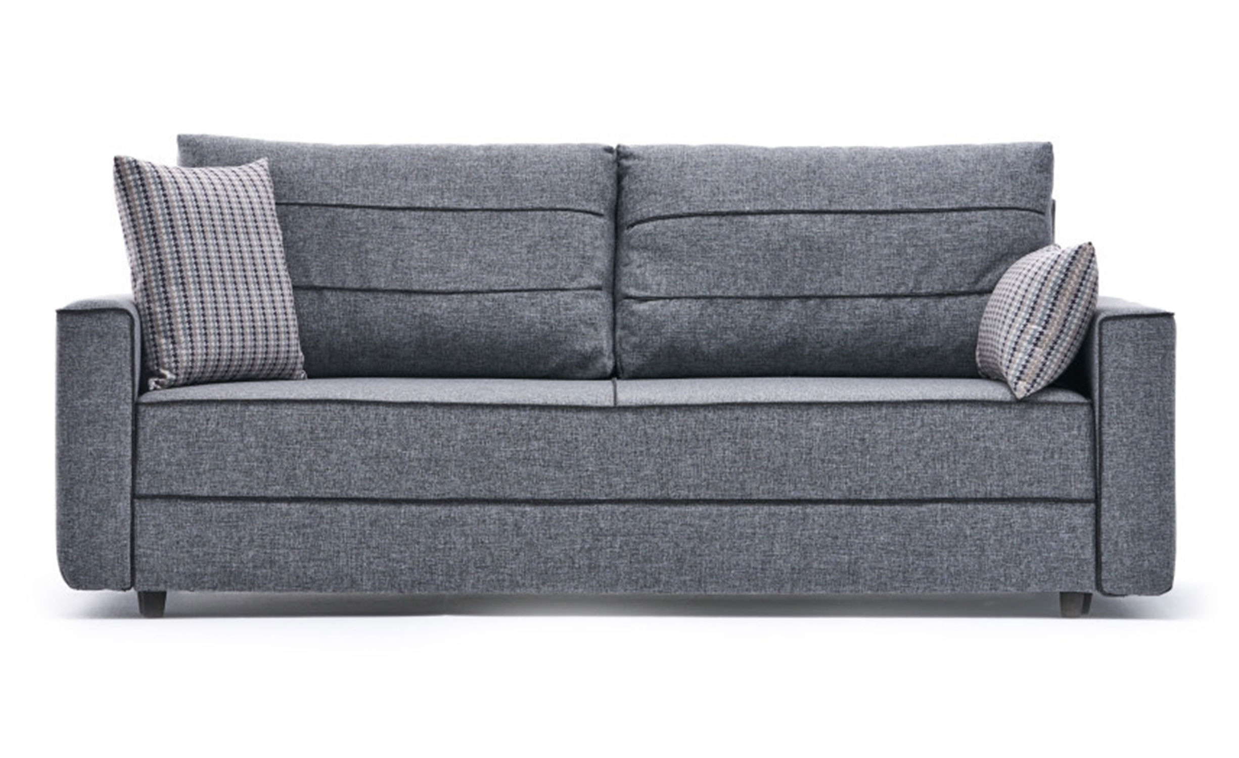 Canapé 3 places convertible Milos Bois massif et Tissu Gris