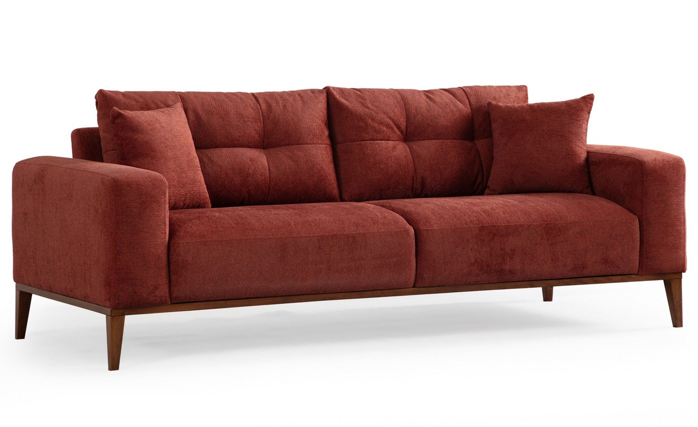 Canapé moderne 3 places convertible Detliso Tissu Rouge Brique