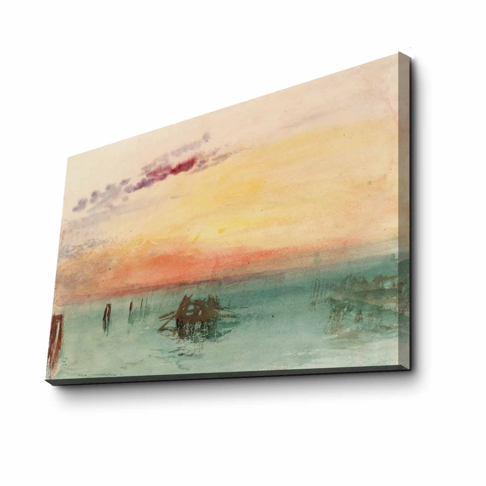 Tableau décoratif Zeichen L45xH70cm Motif Paysage naturel, mer Vert et Orange