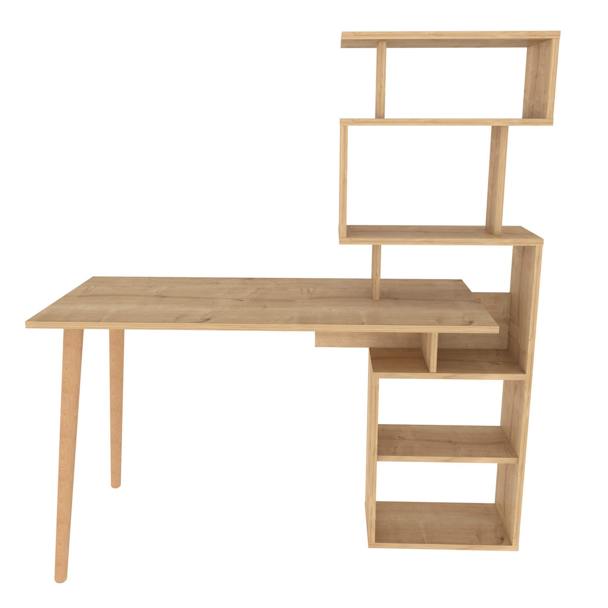 Bureau avec étagères Bardon L133cm Chêne clair