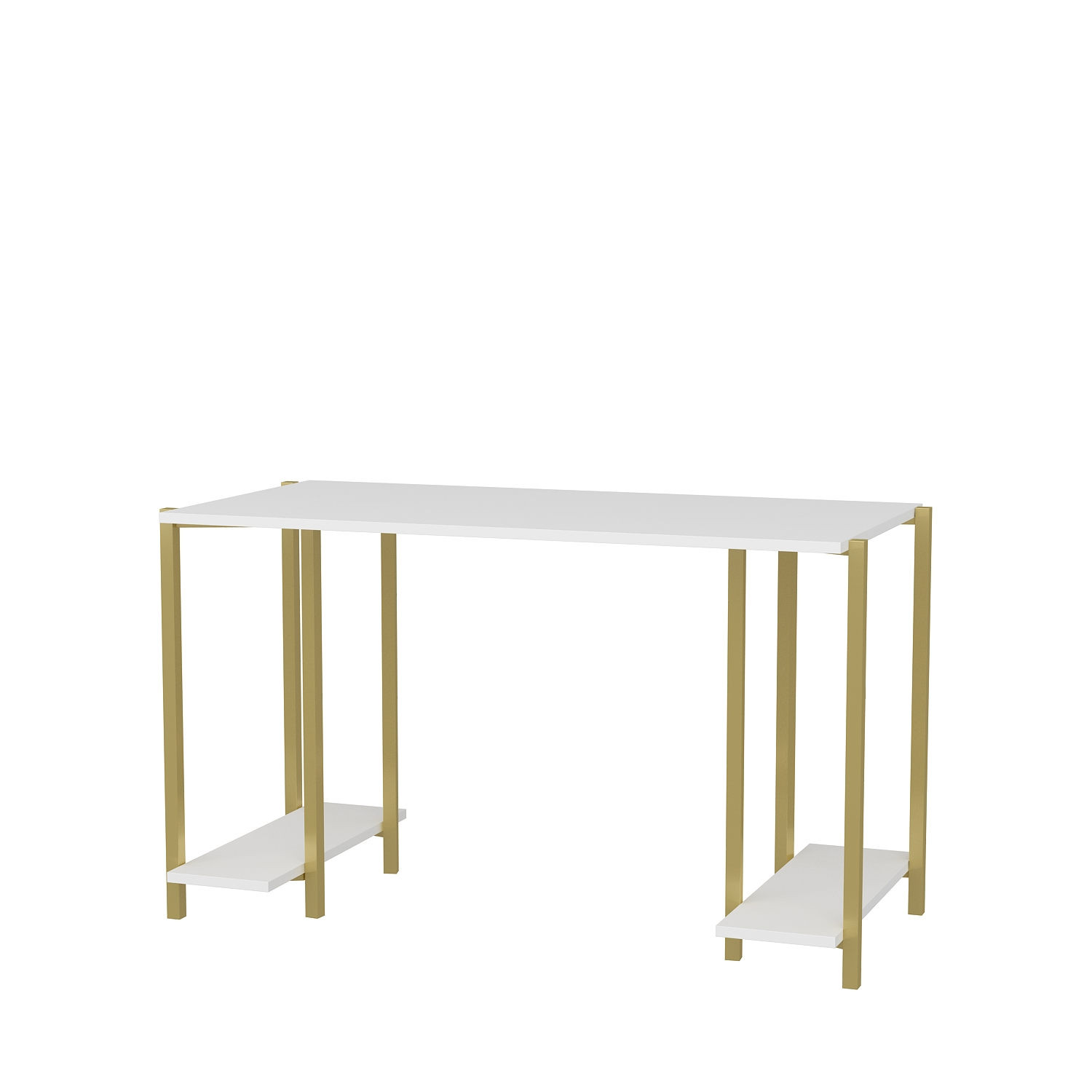 Bureau style minimaliste moderne Davy L125cm Blanc et Or