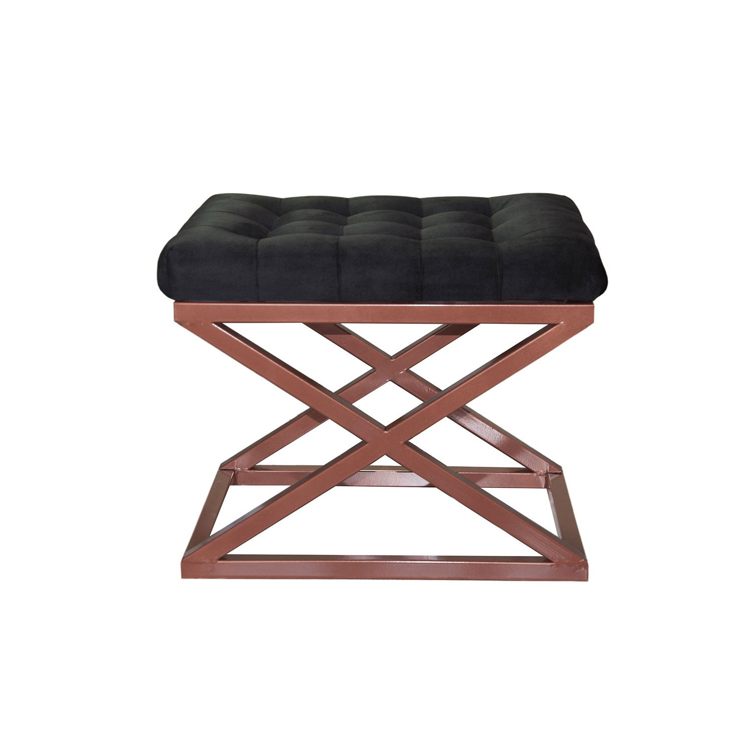 Tabouret assise capitonnée Ulad Métal Cuivre et Velours Noir