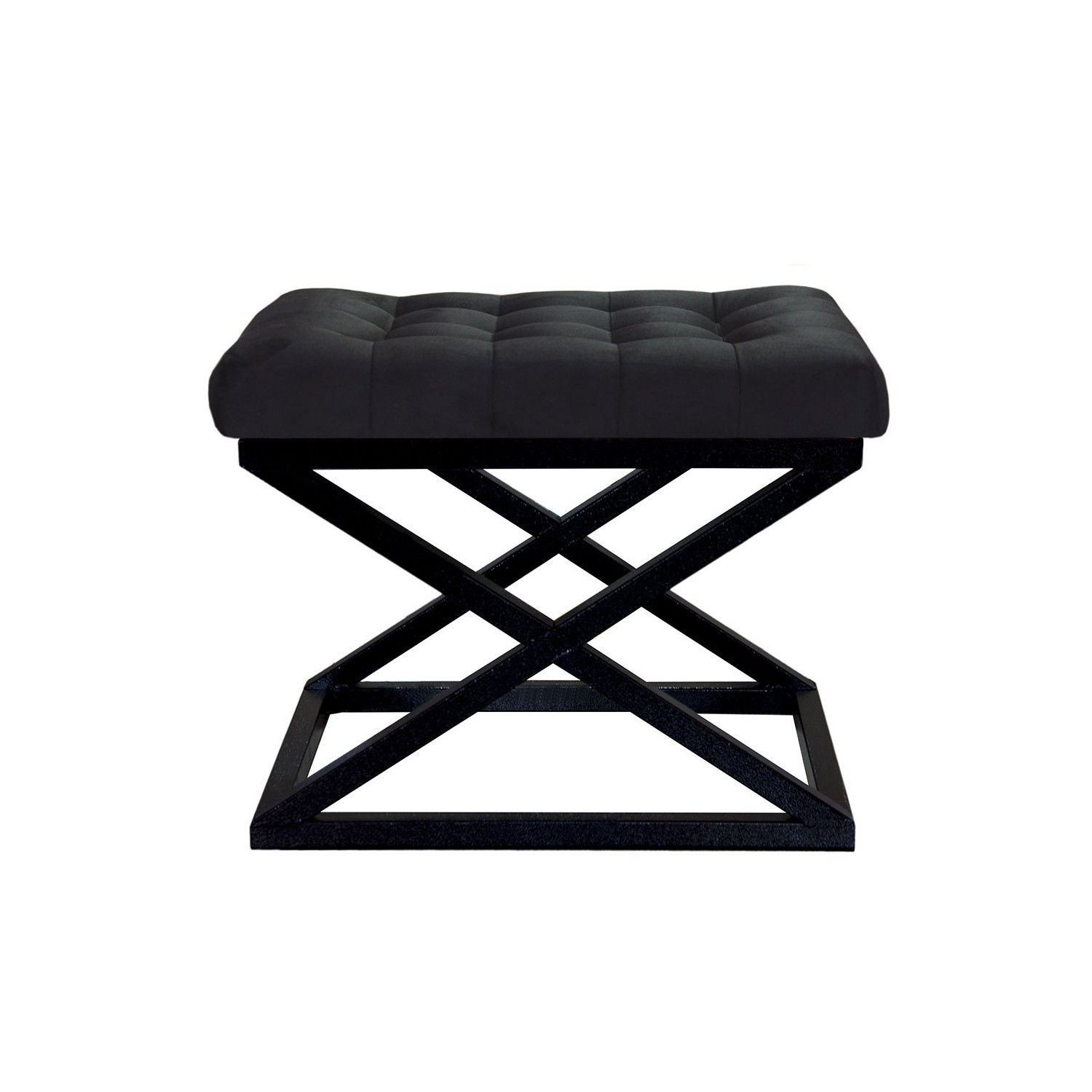 Tabouret assise capitonnée Ulad Métal et Velours Noir