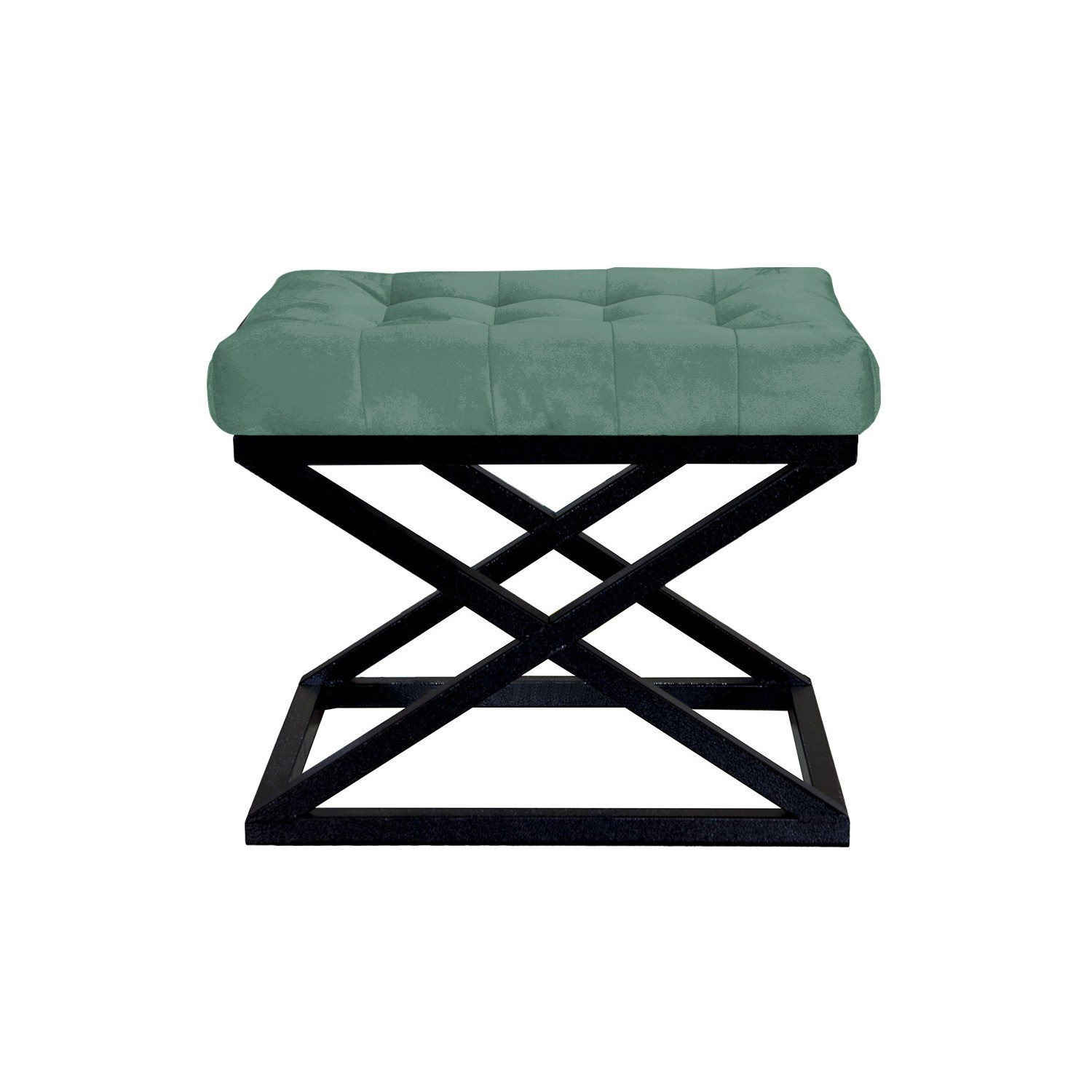 Tabouret assise capitonnée Ulad Métal Noir et Velours Vert