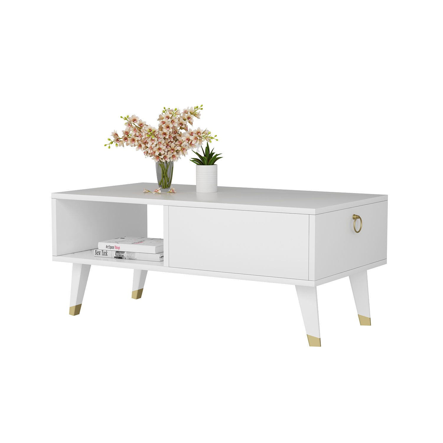 Table basse style scandinave Wakian L90cm Blanc