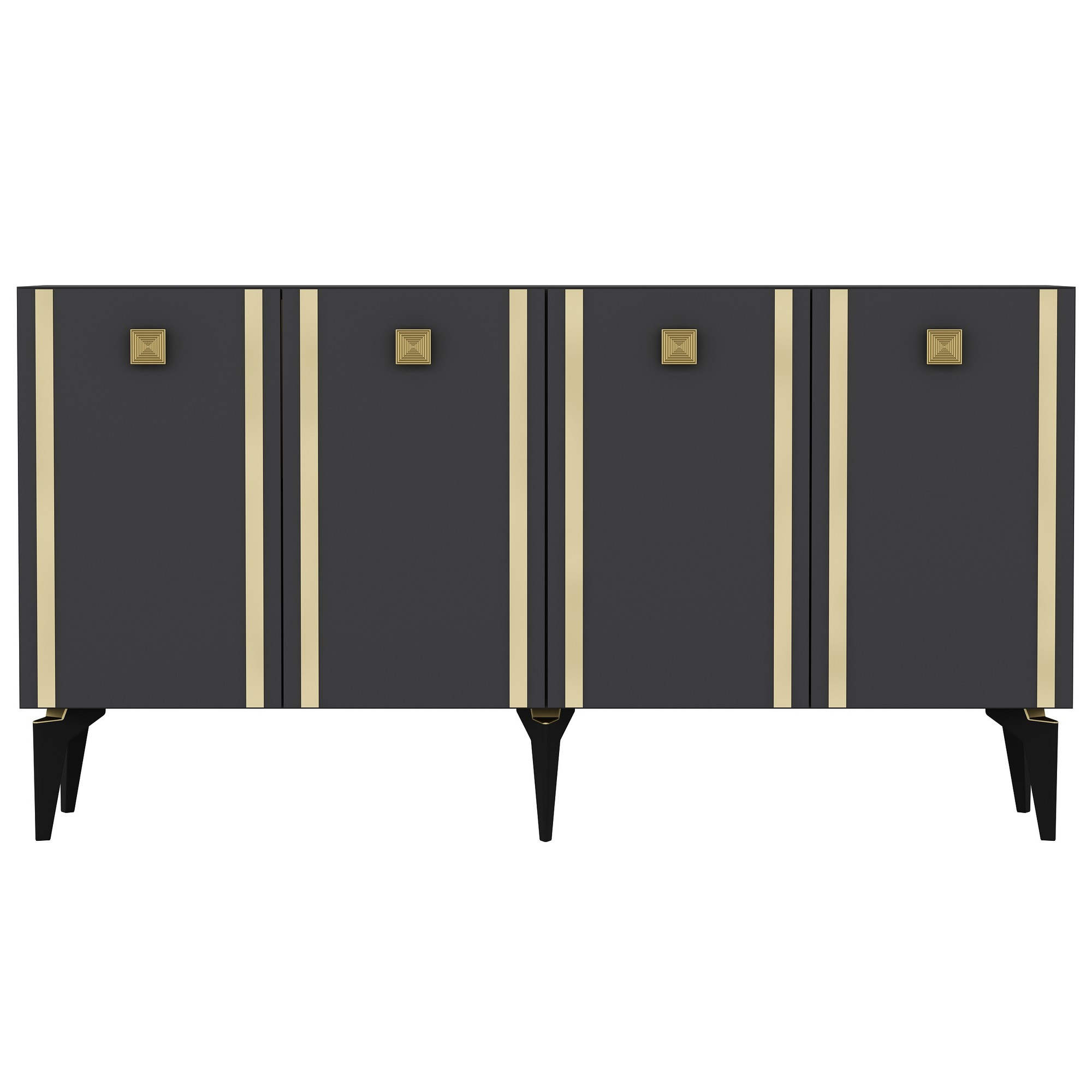 Buffet design Hogha L150cm Anthracite et Or