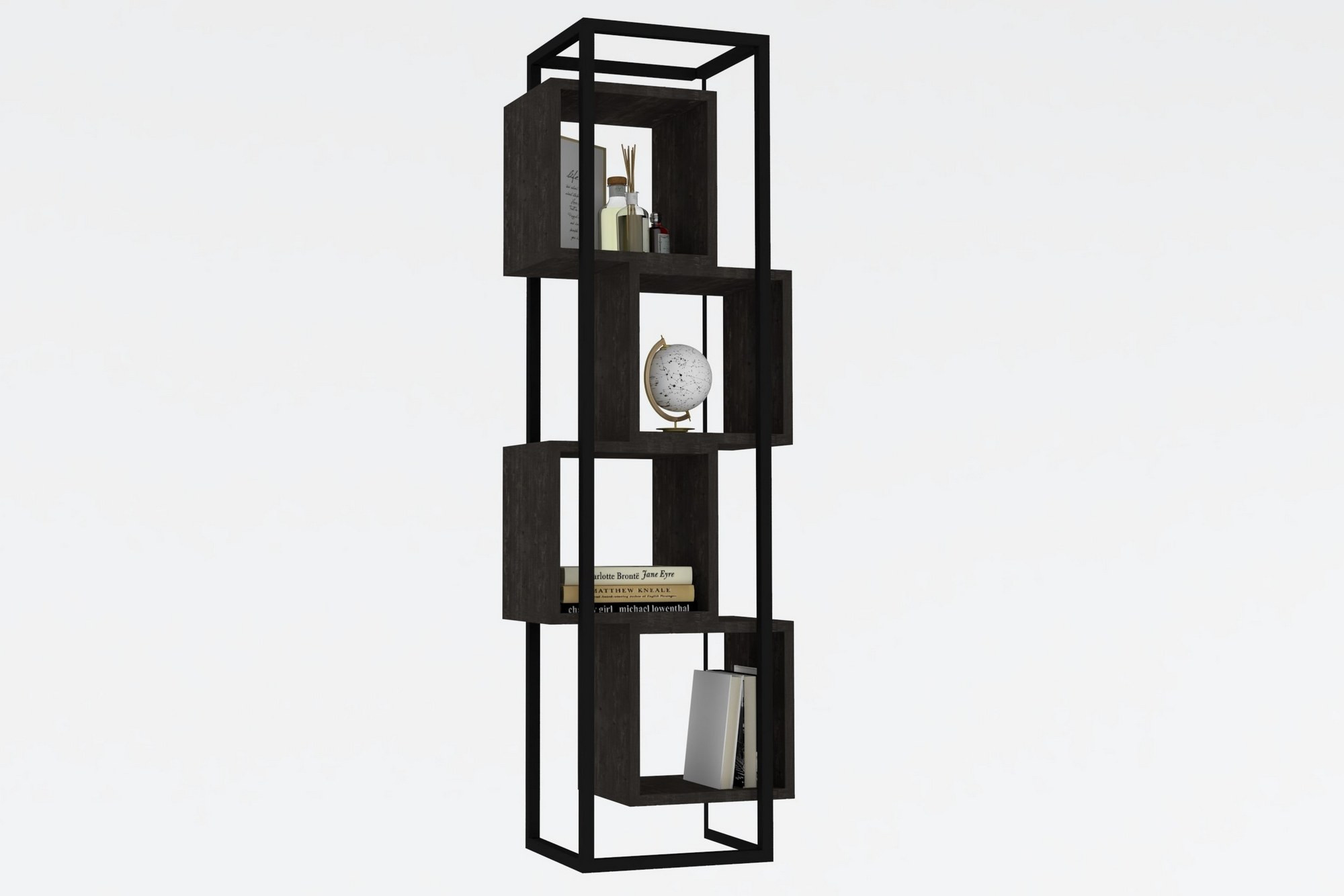 Étagère bibliothèque design Sitik L44cm Métal Noir et Bois Anthracite