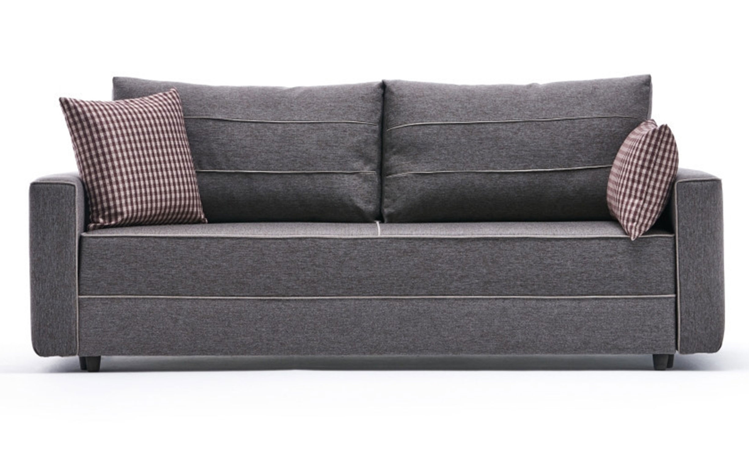 Canapé 3 places convertible Milos Bois massif et Tissu Marron