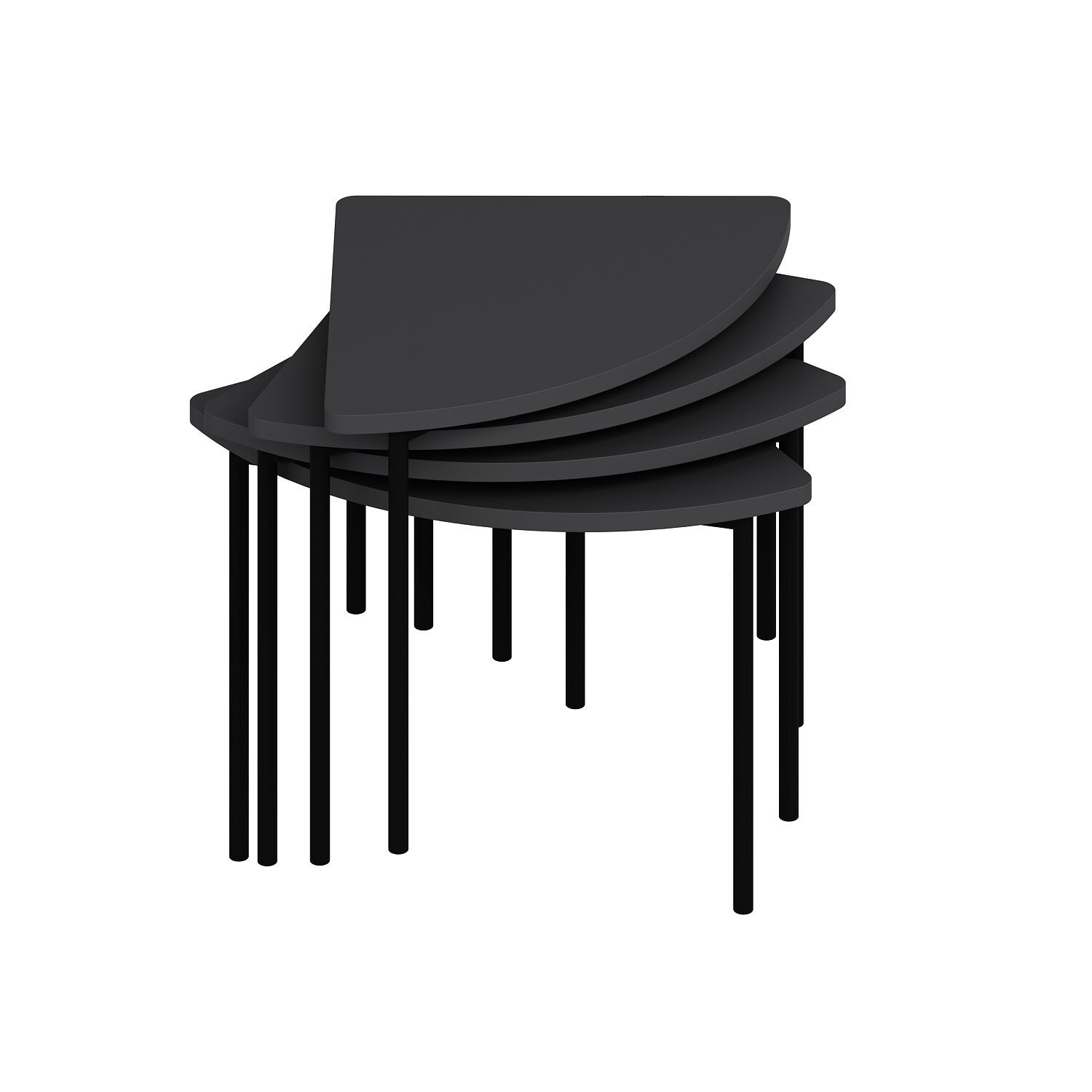 Lot de 4 tables basses gigognes Emina Anthracite et Noir