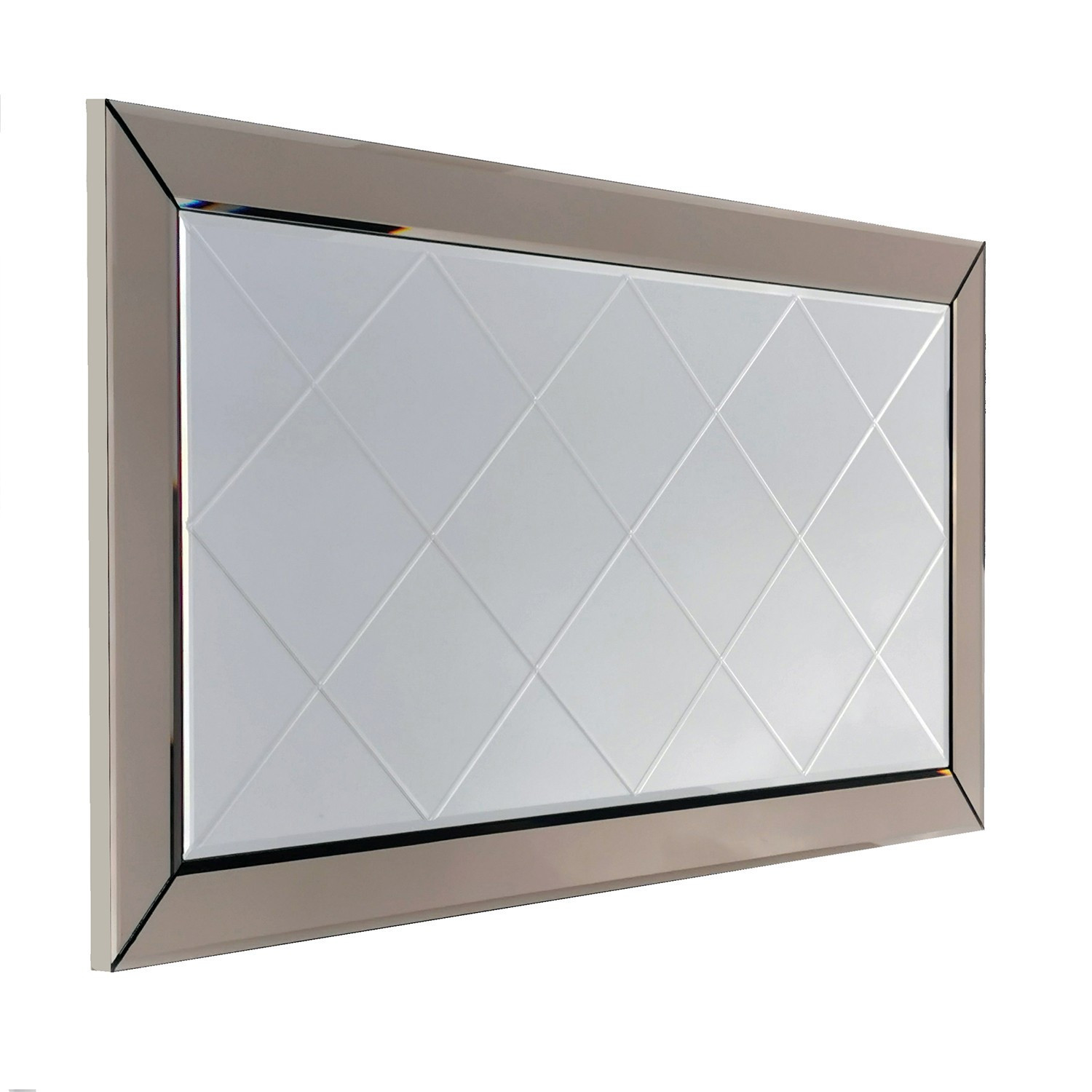 Miroir décoratif Lyame L130xH65cm Verre Motif Losange Argent