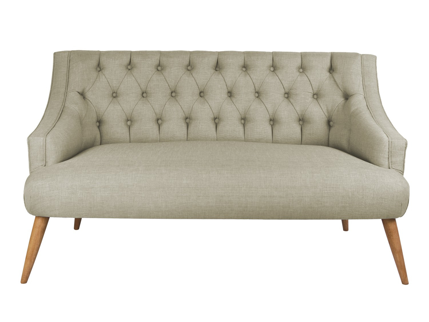 Canapé 2 places design Lawan Bois massif et Tissu Gris