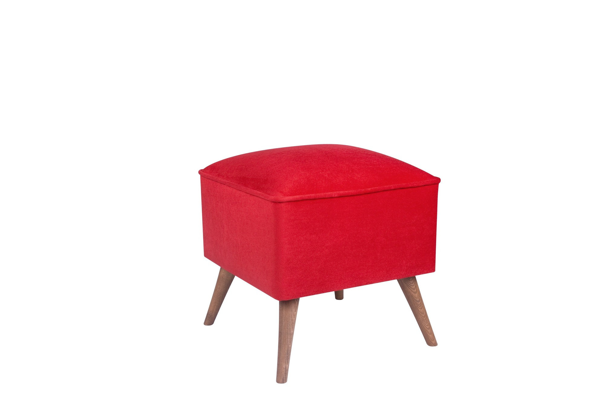 Tabouret Rusdel 41x41cm Tissu Rouge