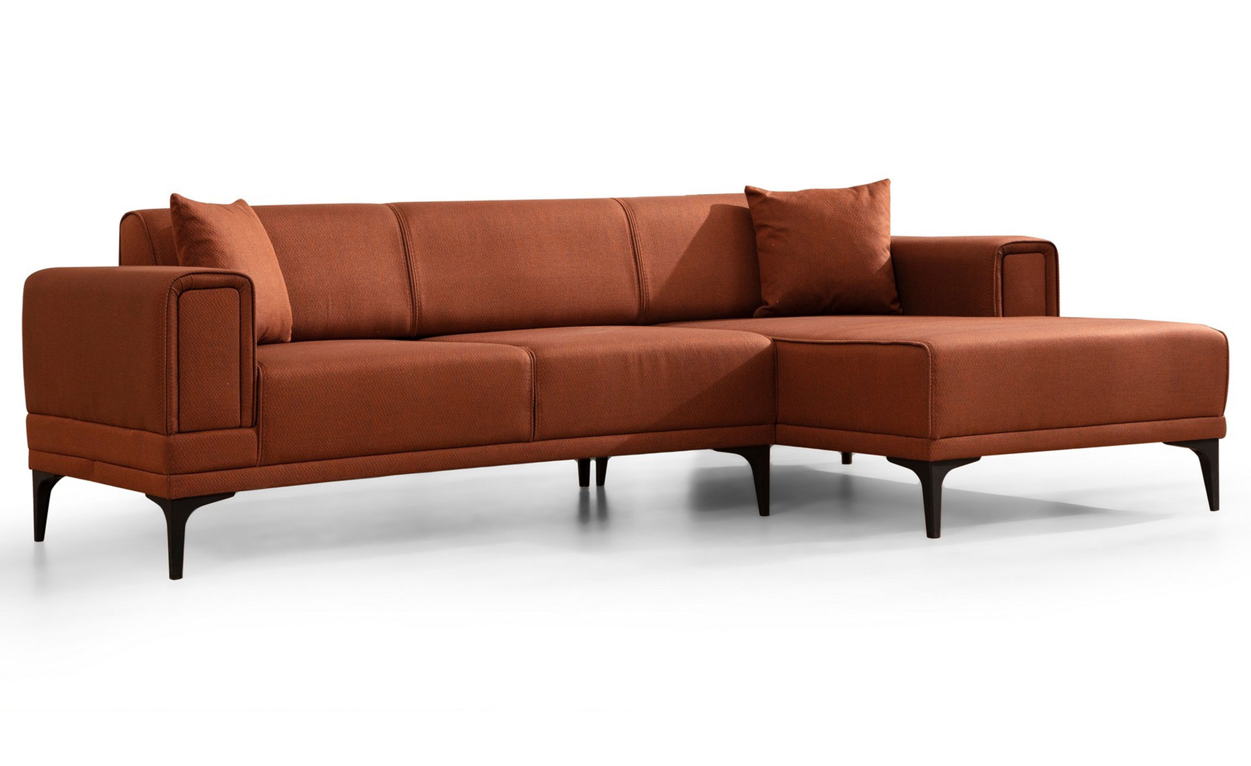 Canapé d'angle convertible méridienne à droite Vertice Tissu toile Rouge brique