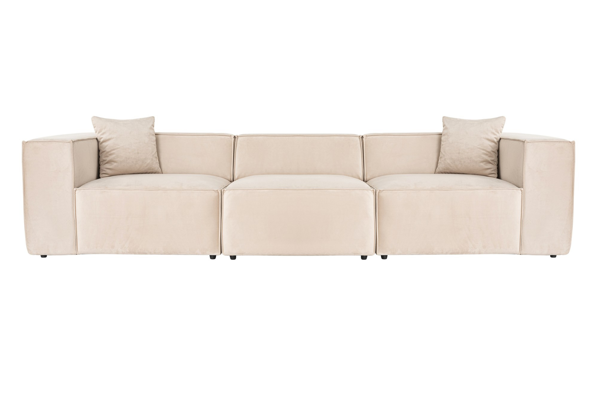 Canapé 3 places avec 2 coussins Siges Velours Blanc crème