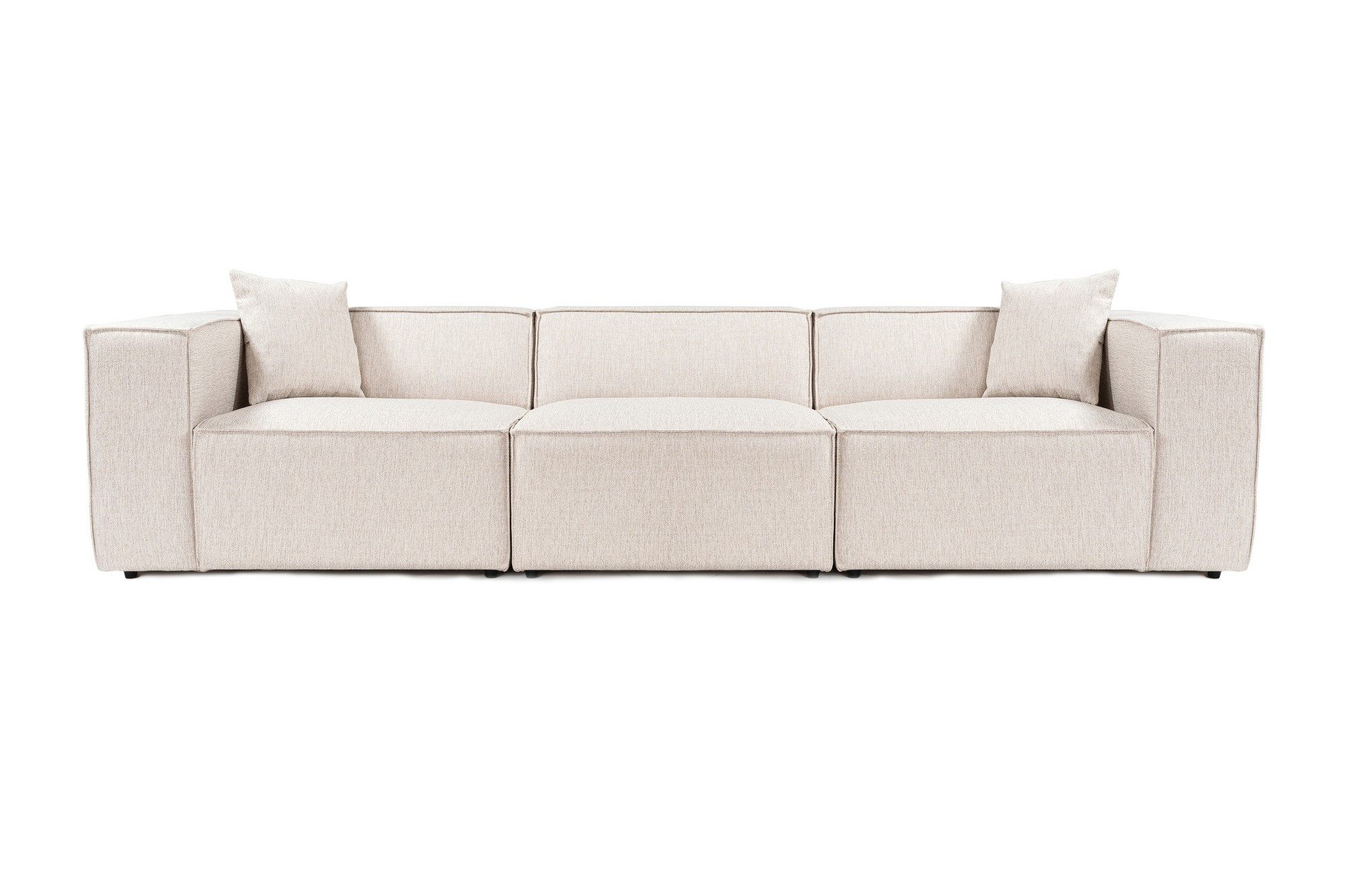 Canapé 3 places avec 2 coussins Siges Tissu toile beige foncé