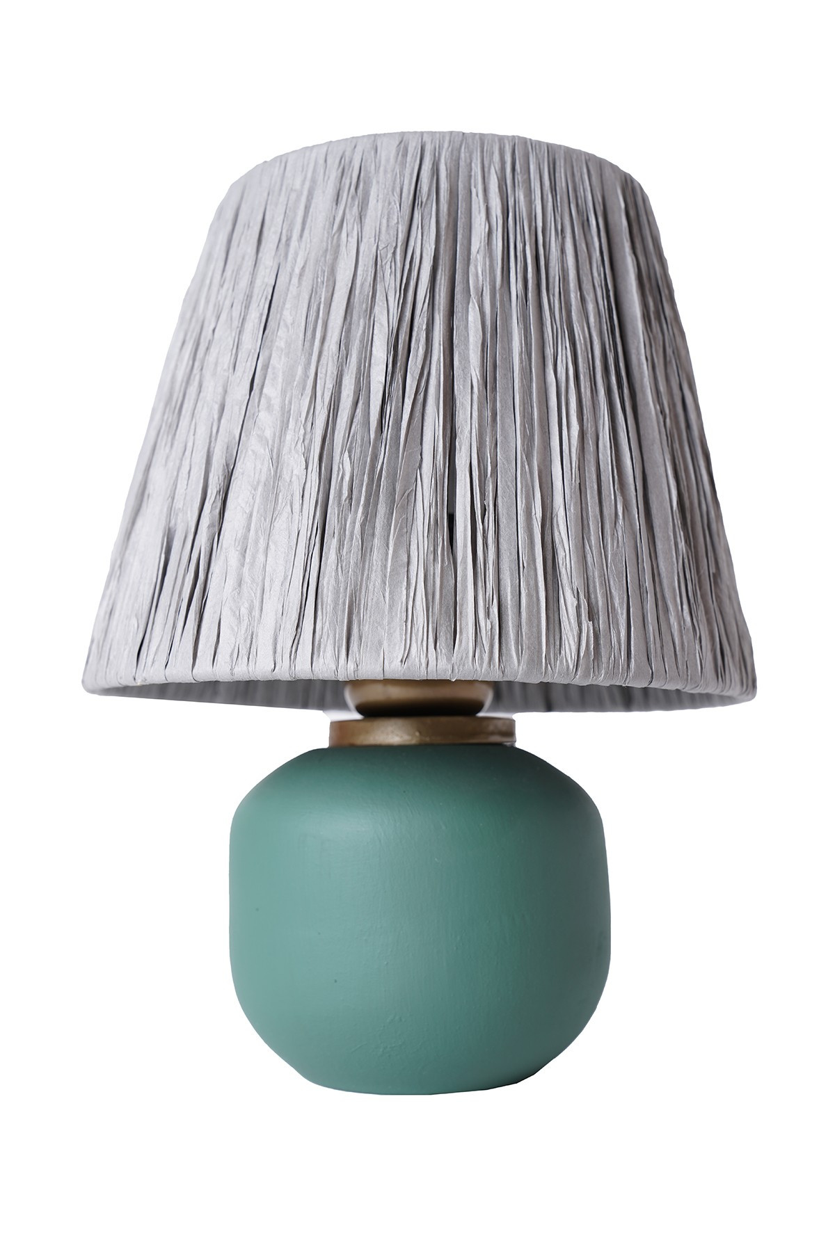 Lampe à poser style contemporain Havany D20cm Abat jour Tissu Gris avec base Céramique Vert
