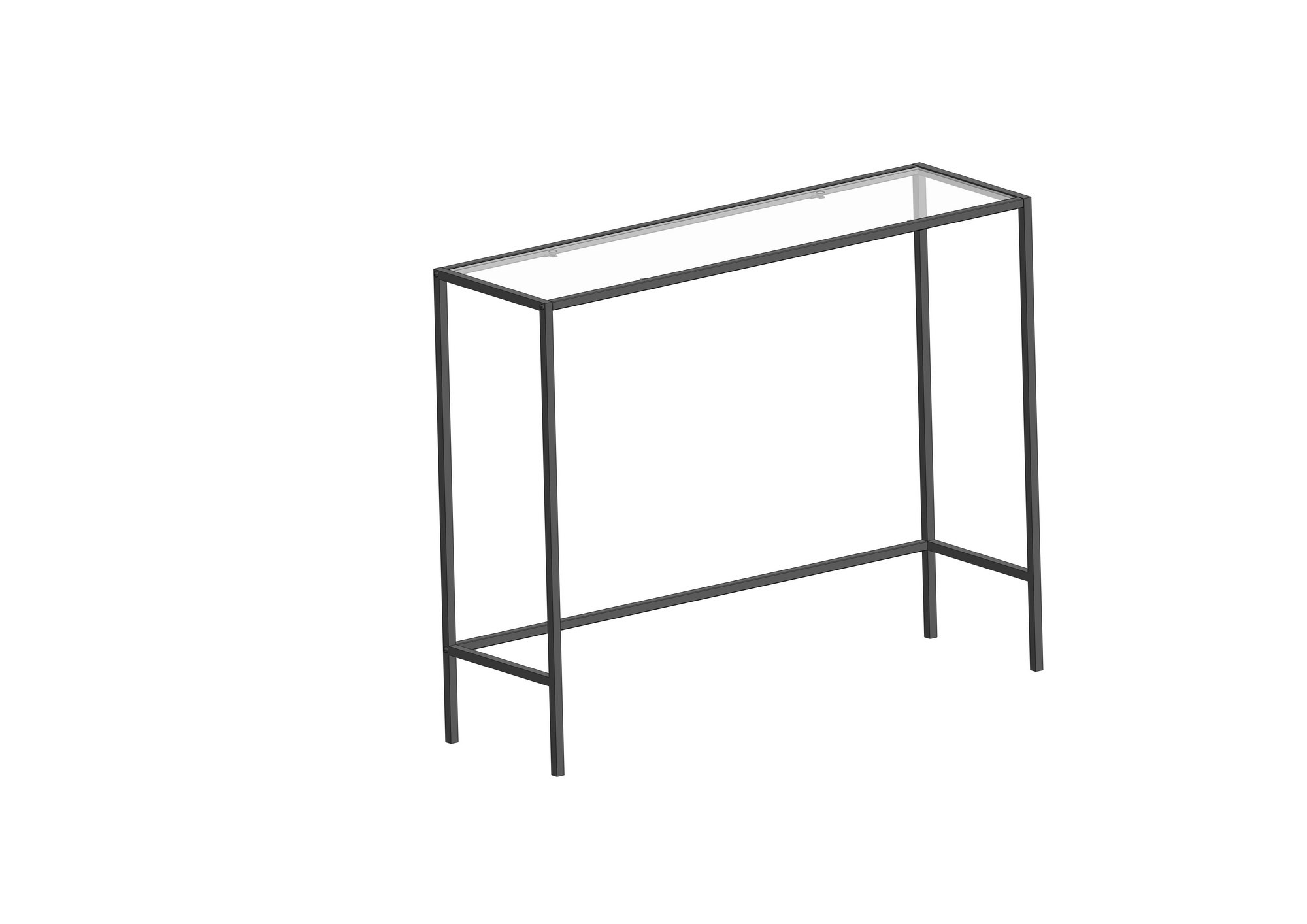 Console Uzoe L100cm Métal Noir et Verre transparent