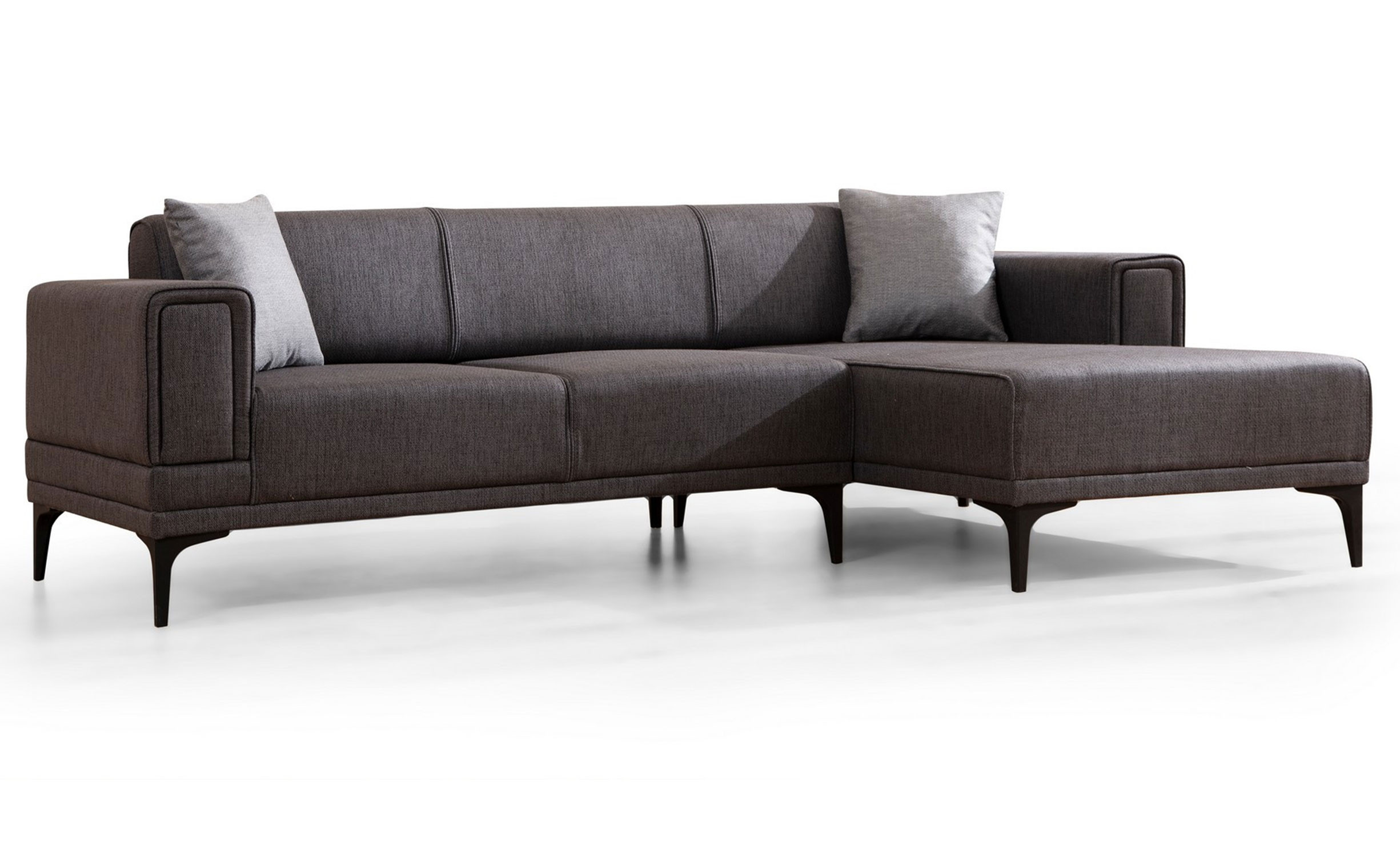 Canapé d'angle convertible méridienne à droite Vertice Tissu toile Gris foncé