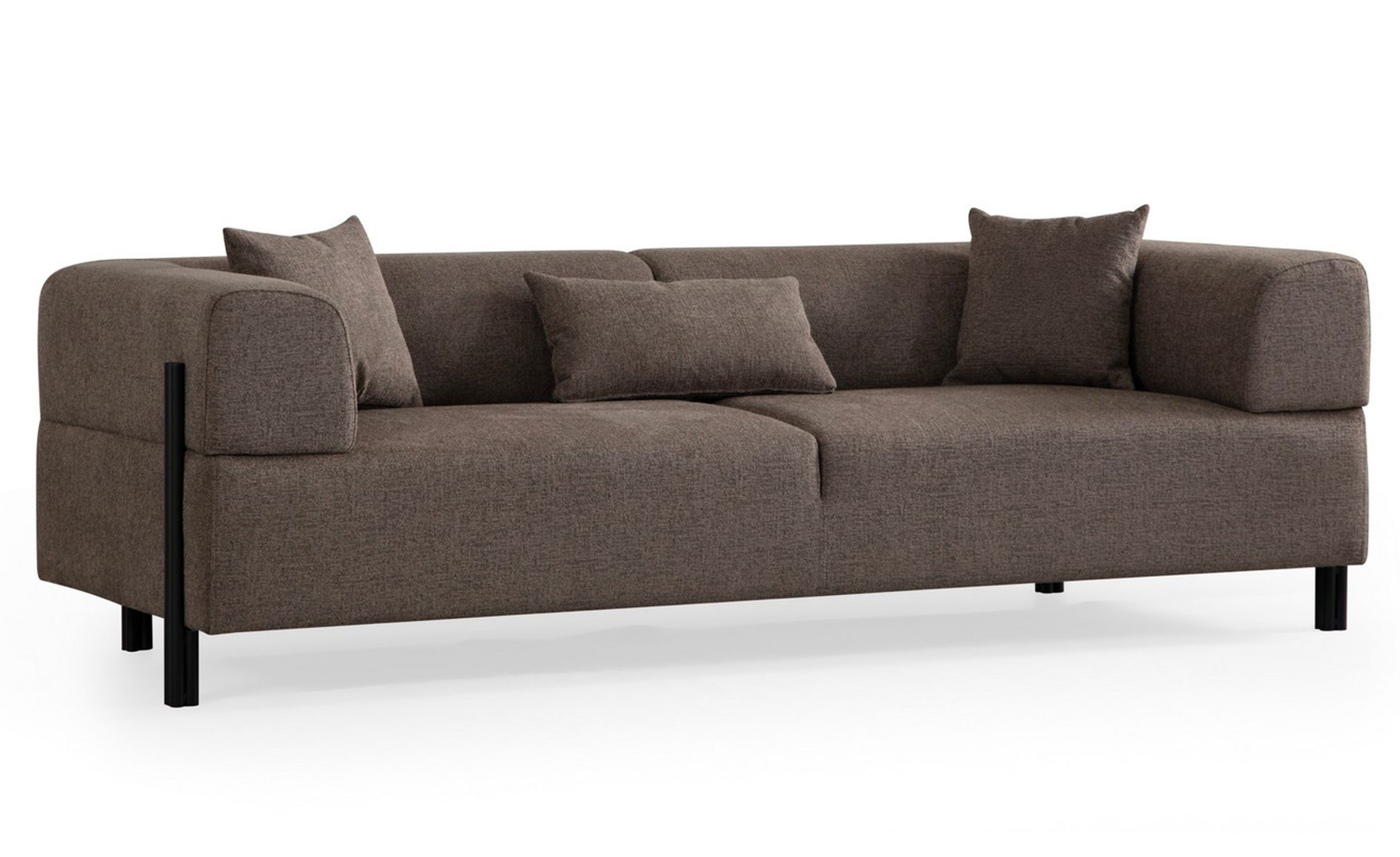 Canapé moderne 3 places Capertio Tissu Vert et Métal Noir