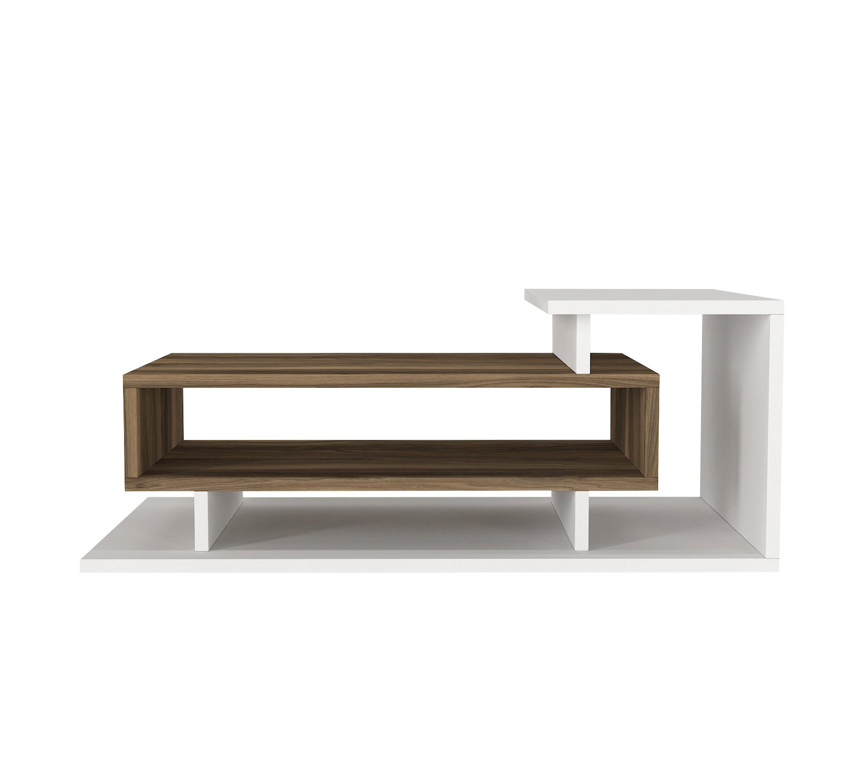 Table basse 1 compartiment Awaki 90cm Bois Naturel et Blanc