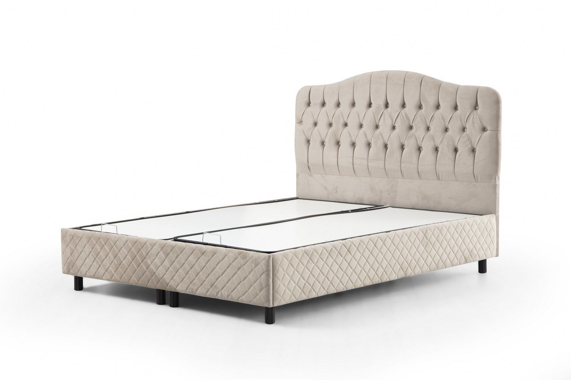 Lit double à sommier relevable Gectuna 160x200cm Velours Beige