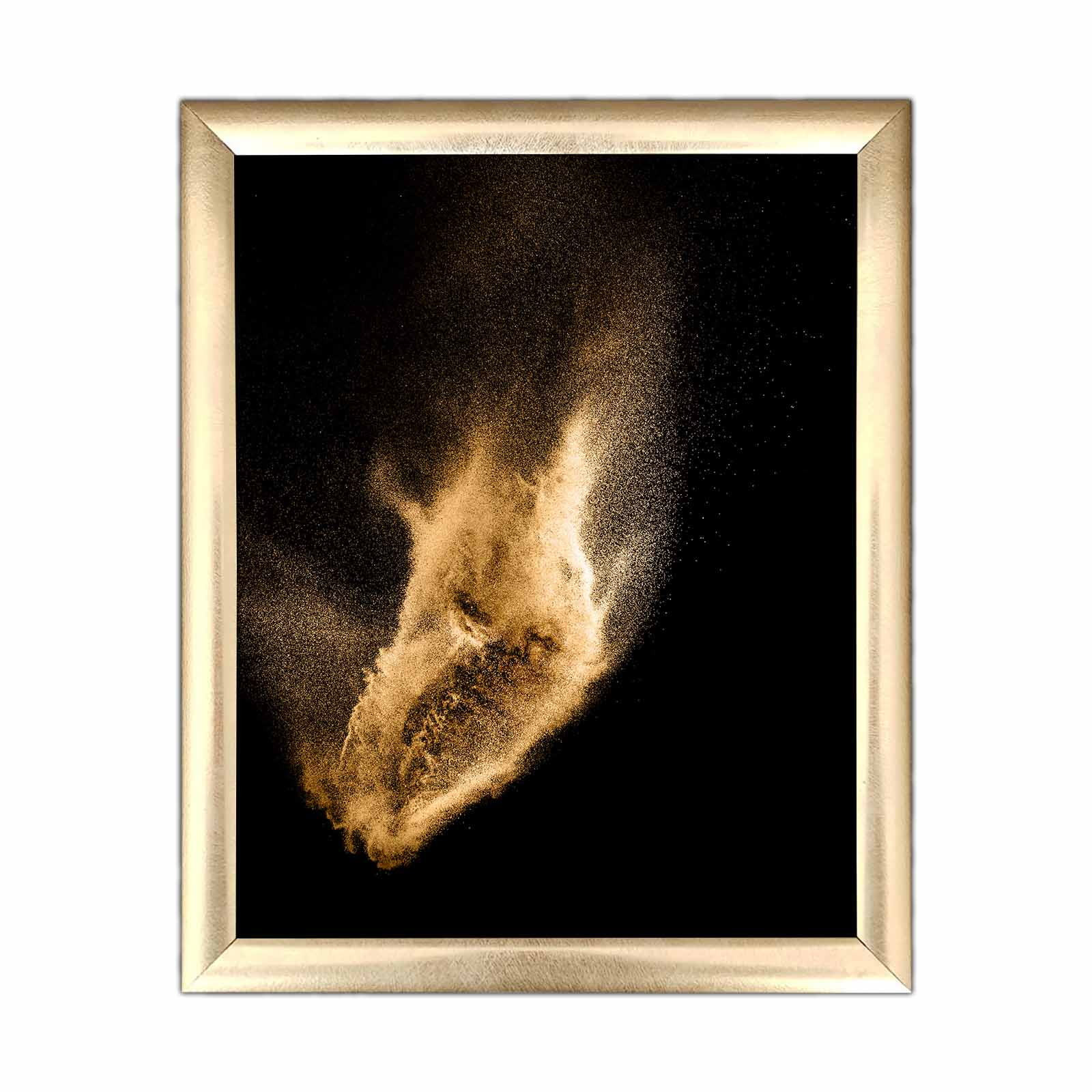 Tableau décoratif à cadre doré Iguda 23,5x28,5cm Sable Or sur fond Noir