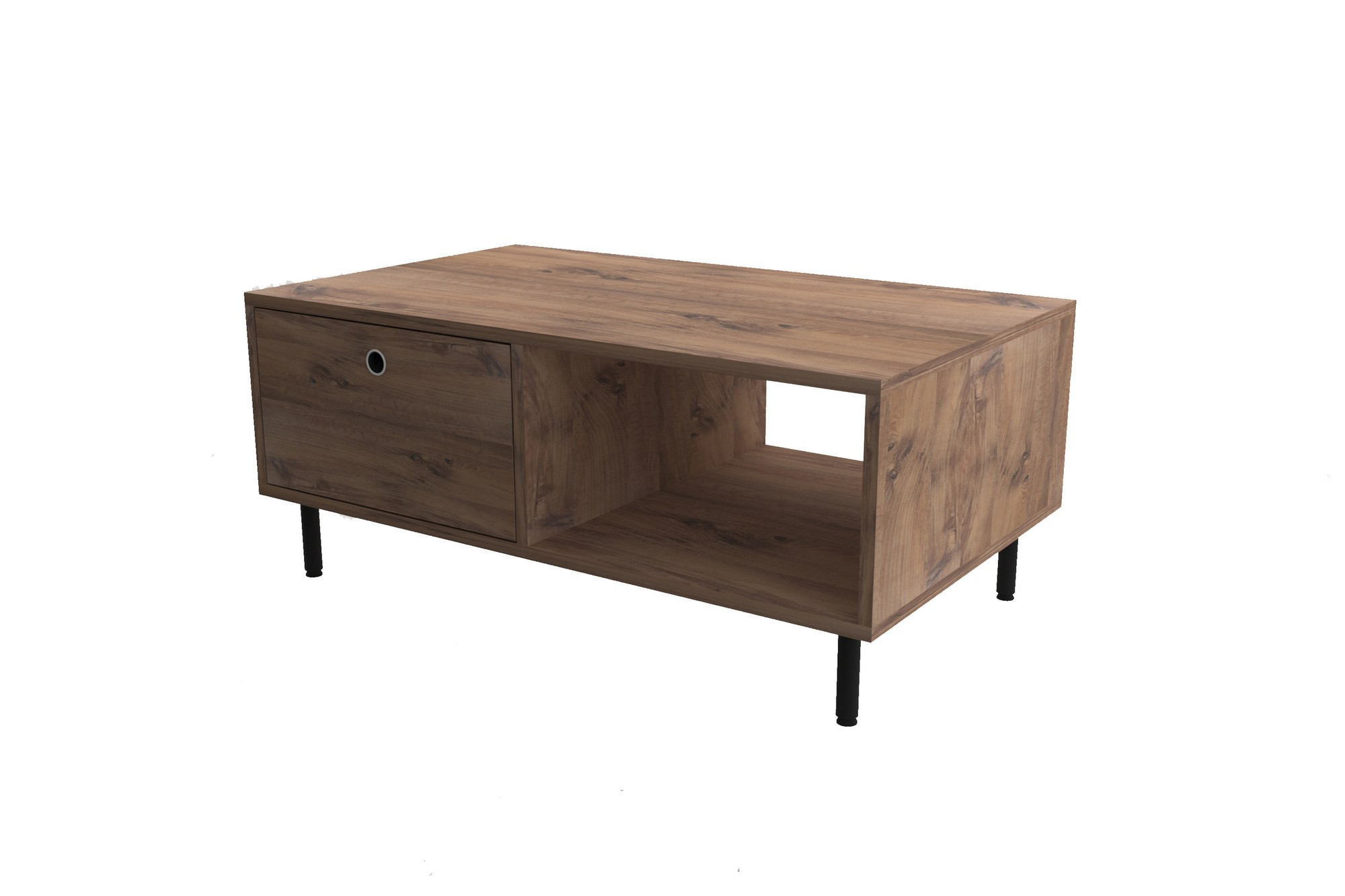 Table basse avec rangement Sapfis L100cm Bois foncé