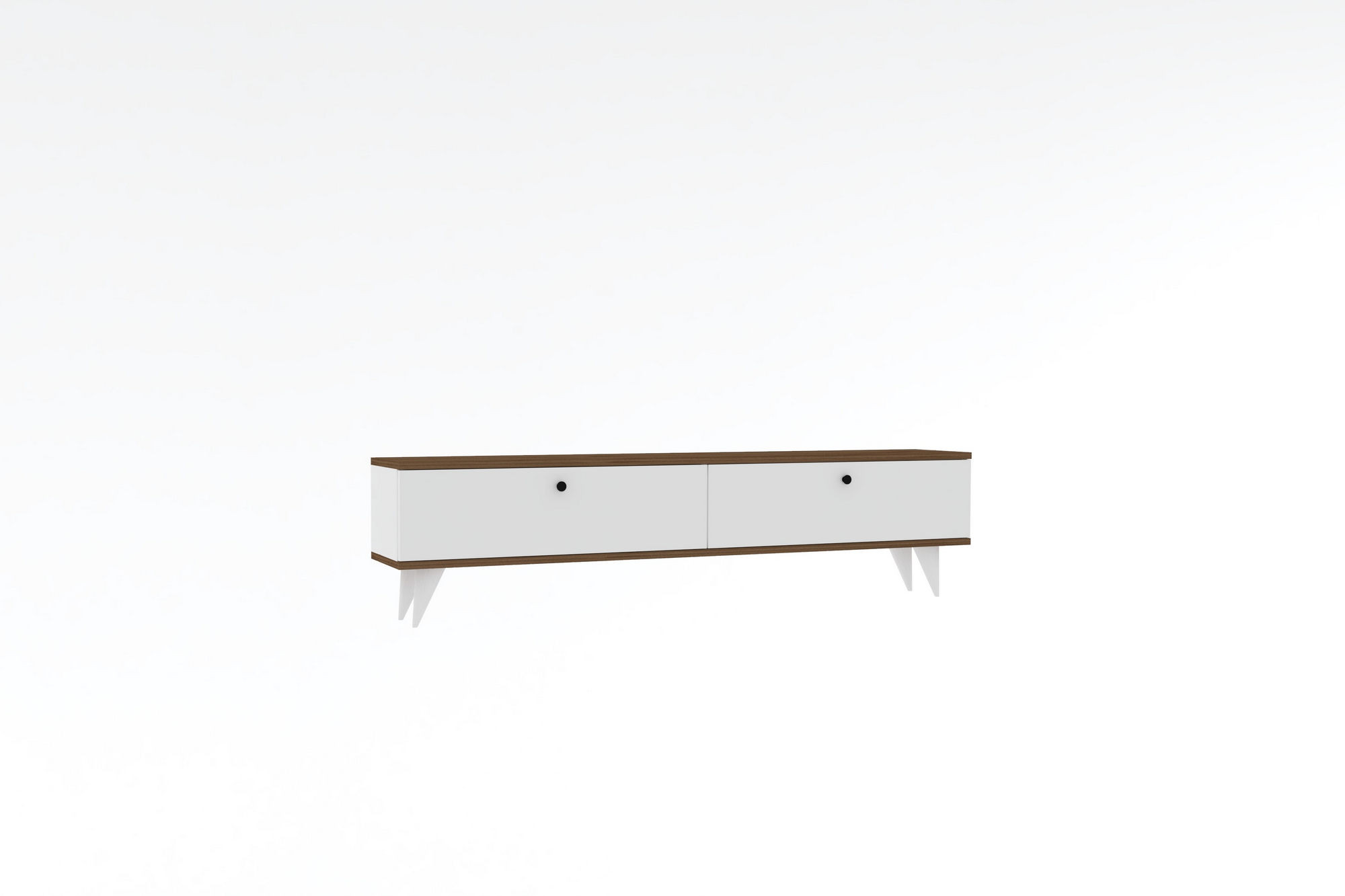 Meuble Tv Dozia L160cm Blanc et Bois foncé