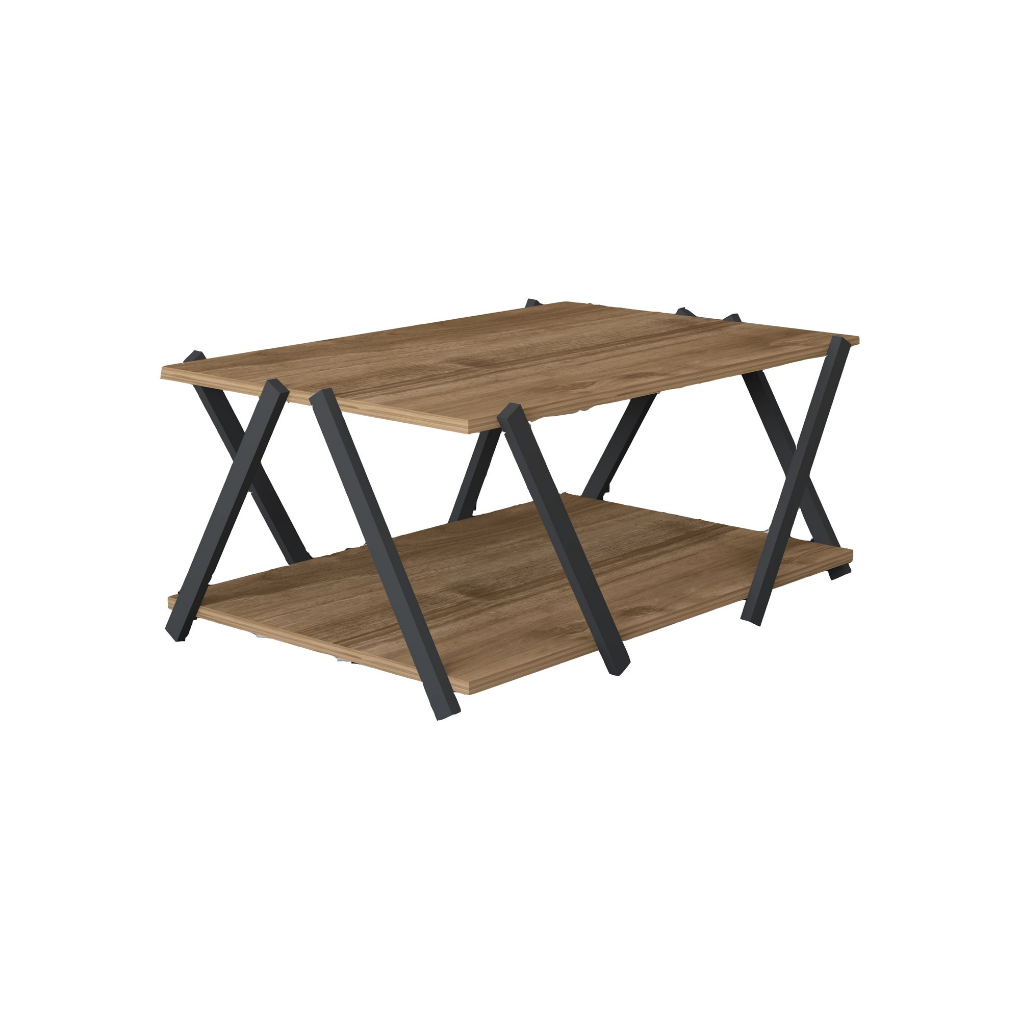 Table basse Hogy 90x60cm Bois foncé et Anthracite