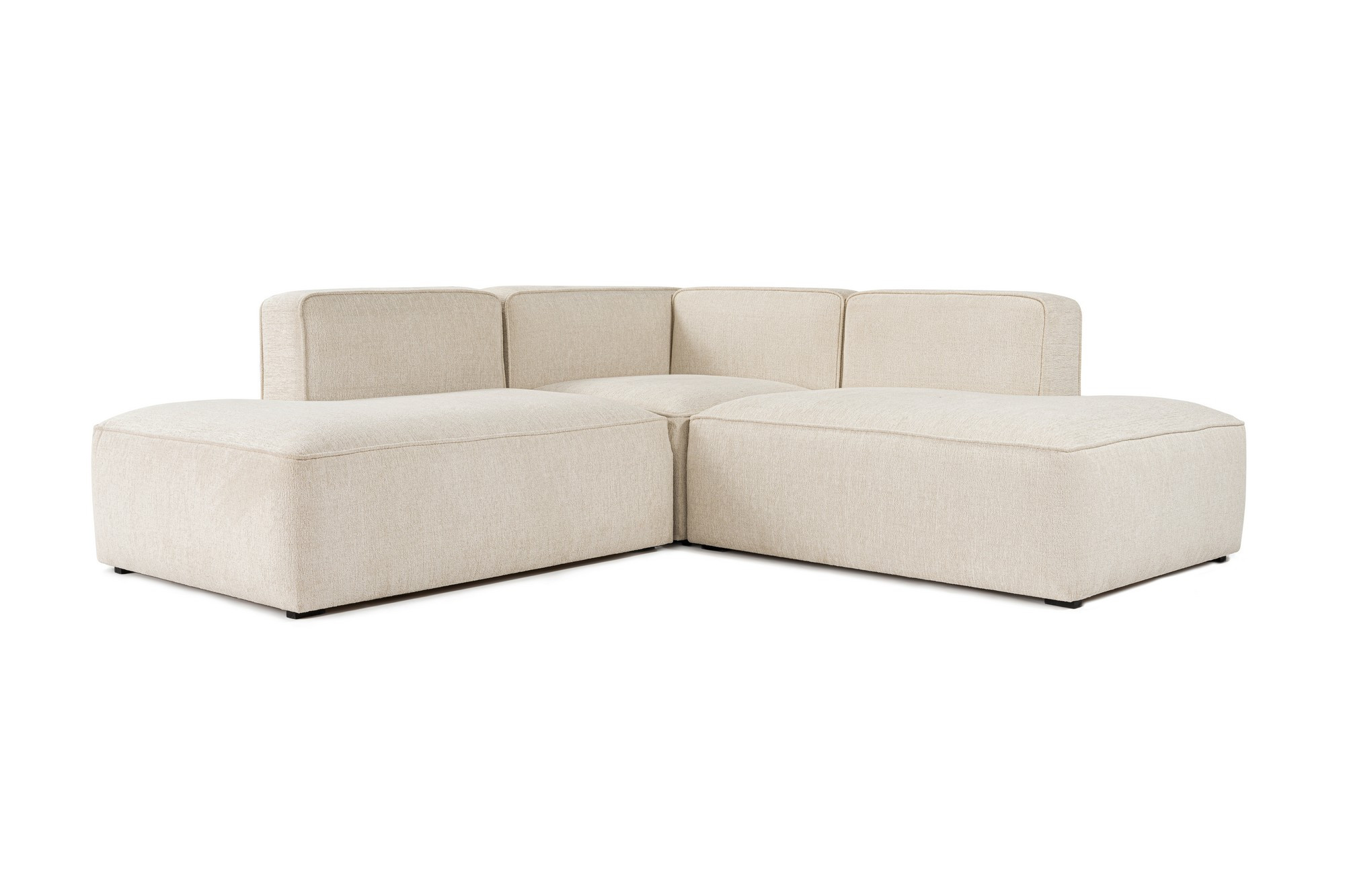 Canapé d'angle modulable Fertella Tissu bouclette Blanc crème