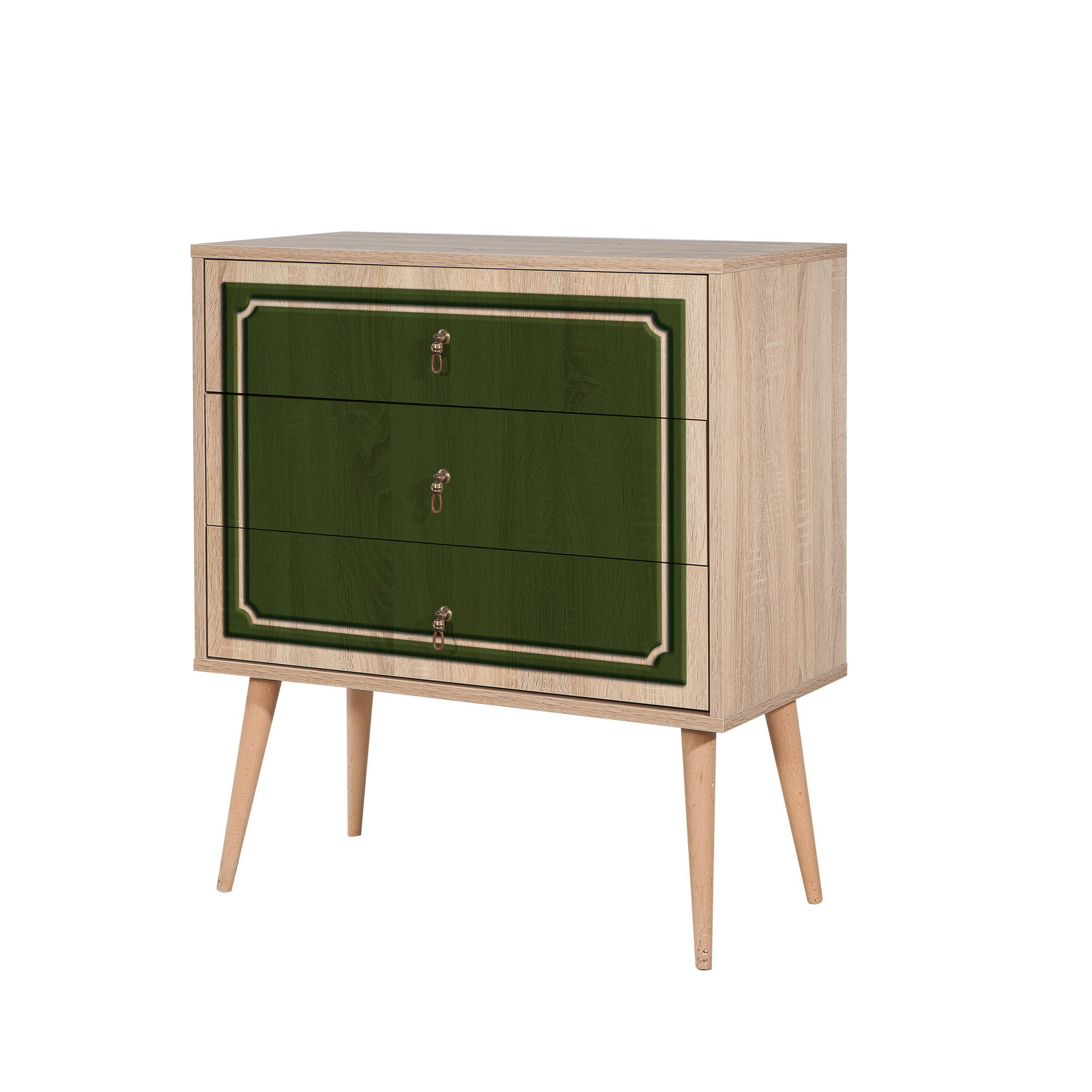 Commode Irnilo L80cm Bois clair et Vert foncé