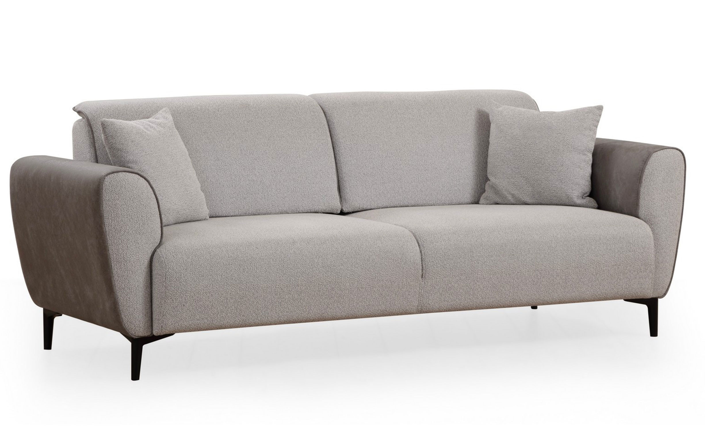 Canapé convertible 3 places Style Néo-rétro Softy Tissu bouclette et Effet simili en Velours Gris