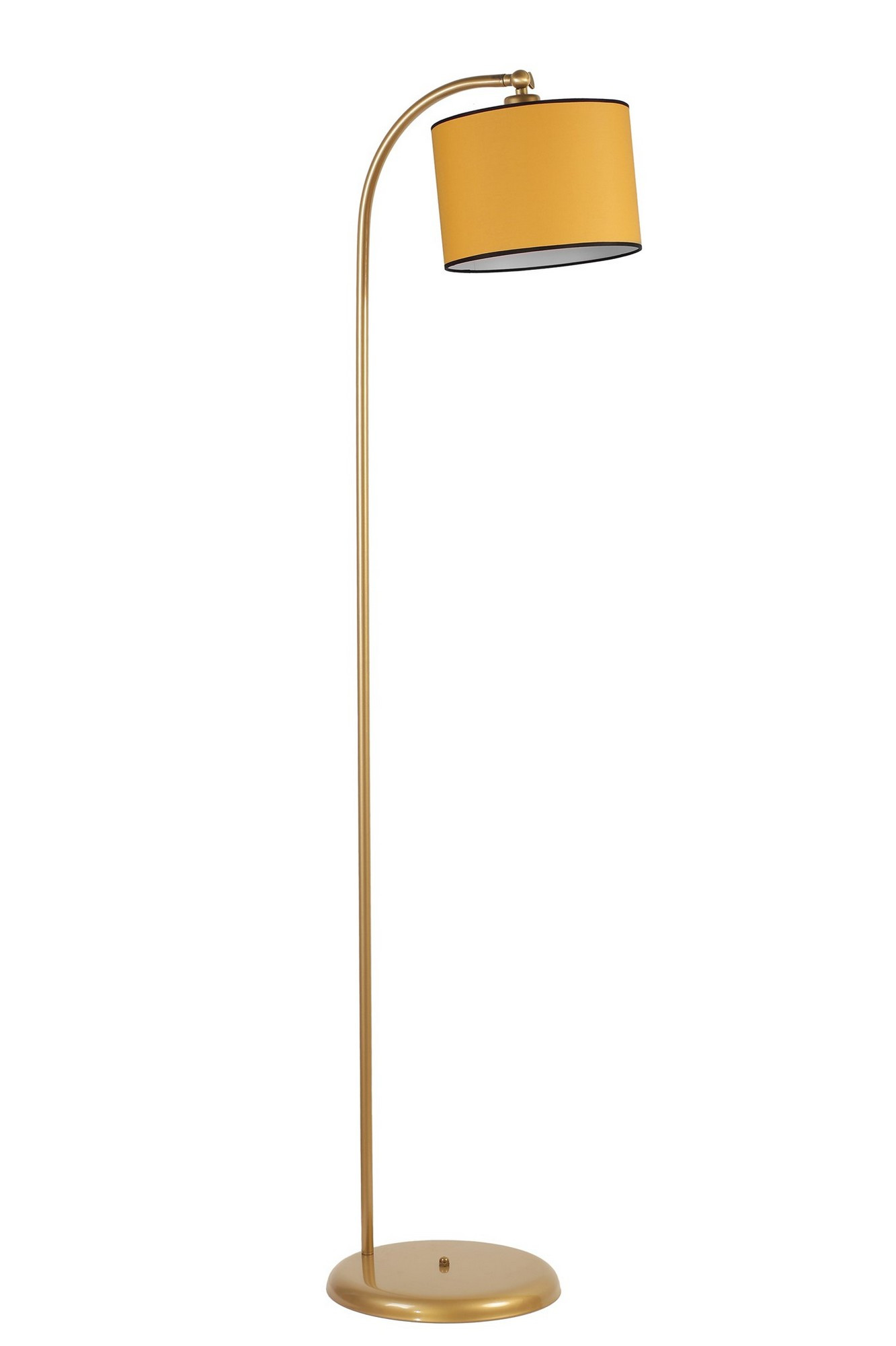 Lampadaire arc moderne Izra H154cm Abat jour Moutarde avec support Métal Or