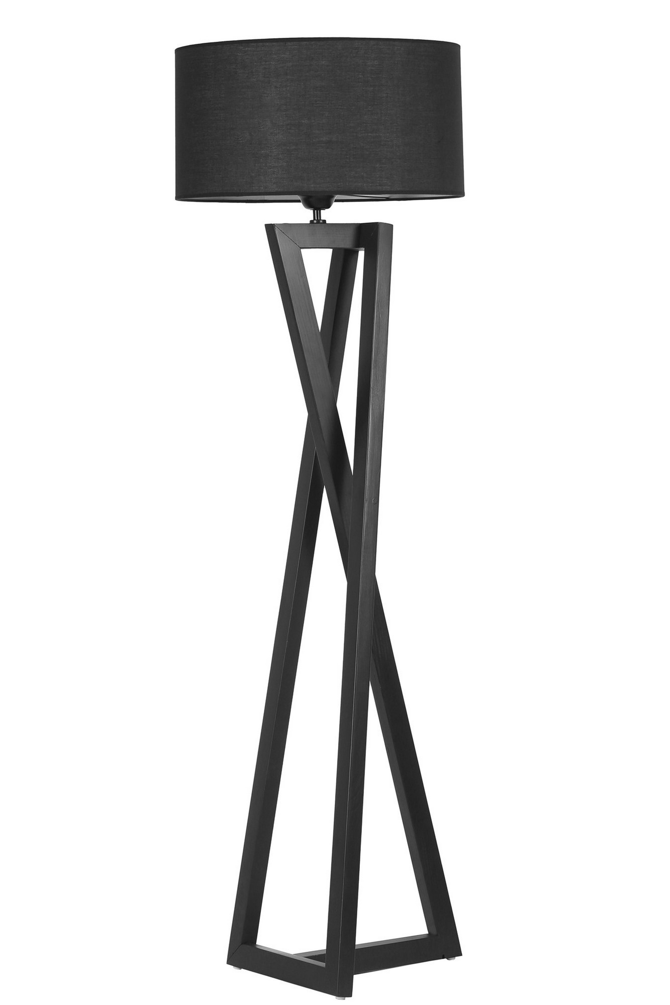 Lampadaire design Ciol H166cm Abat jour Noir avec support Bois Noir