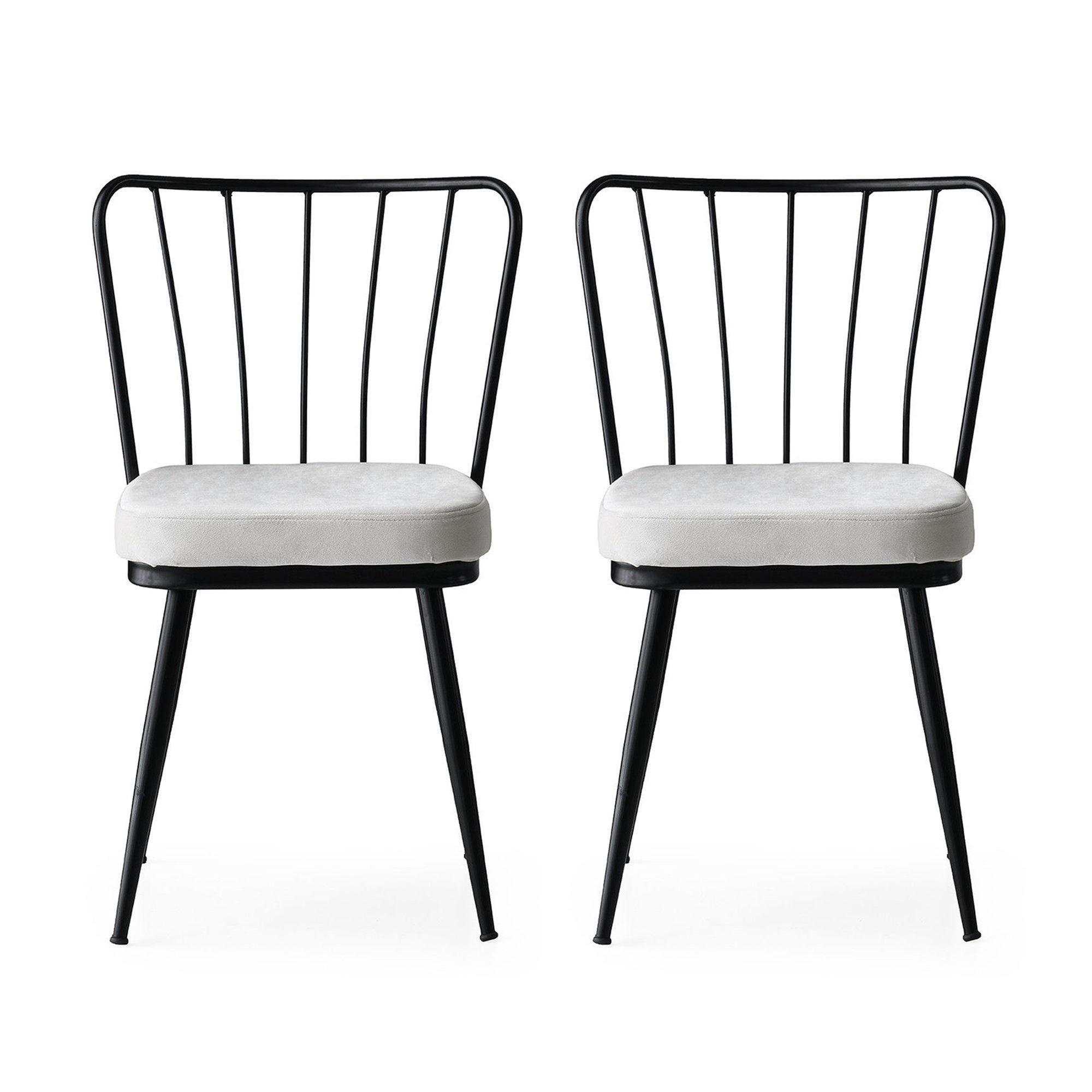 Lot de 2 chaises Gino Métal Noir et Velours Gris