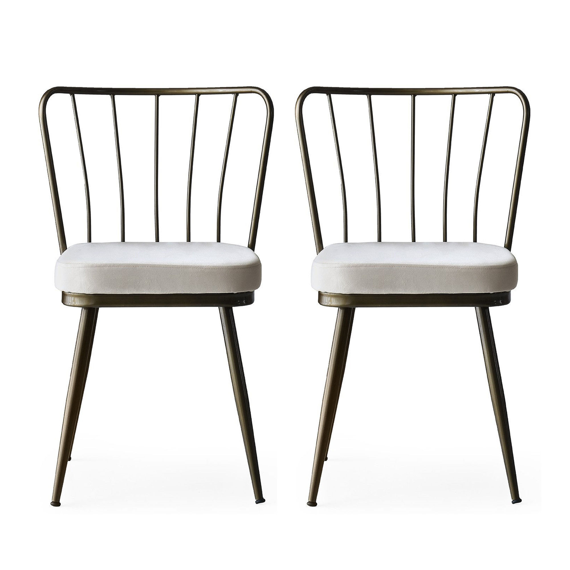 Lot de 2 chaises Gino Métal Marron et Velours Gris
