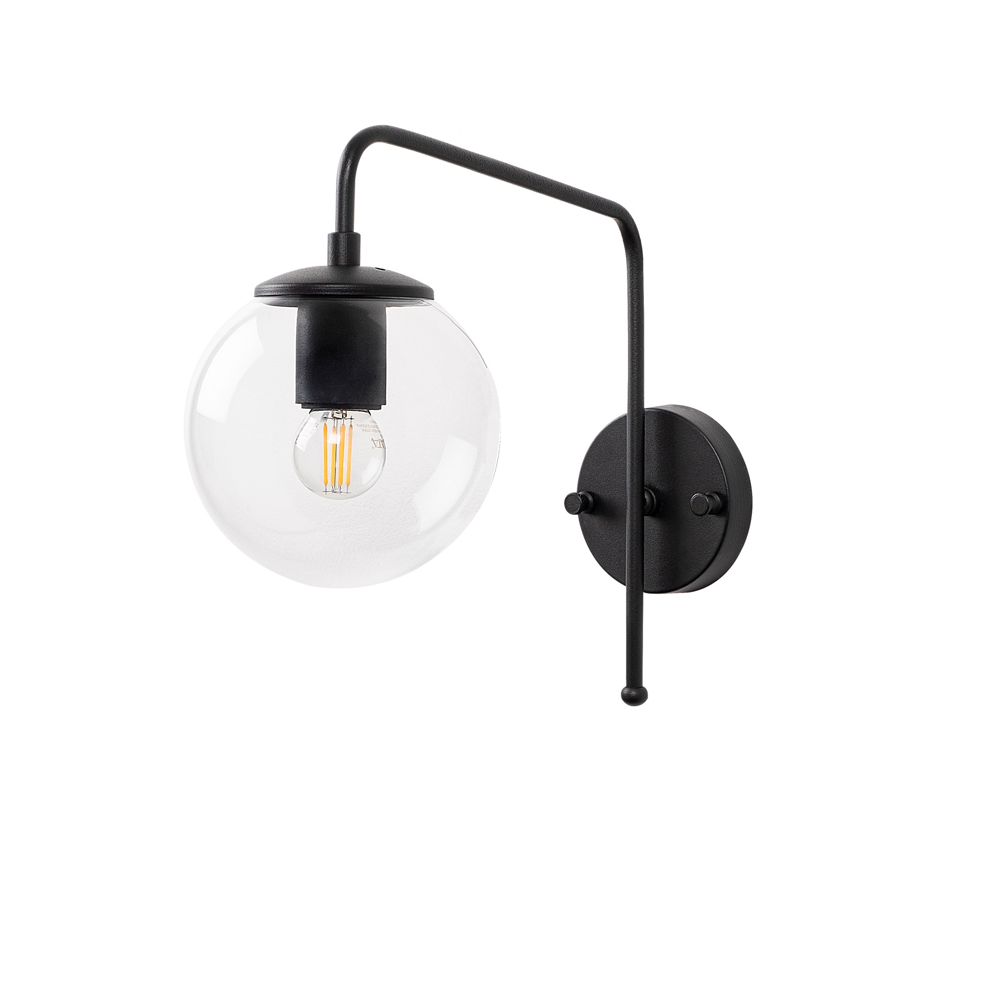 Applique murale Cicogna P32xH32cm Verre Transparent et Métal Noir