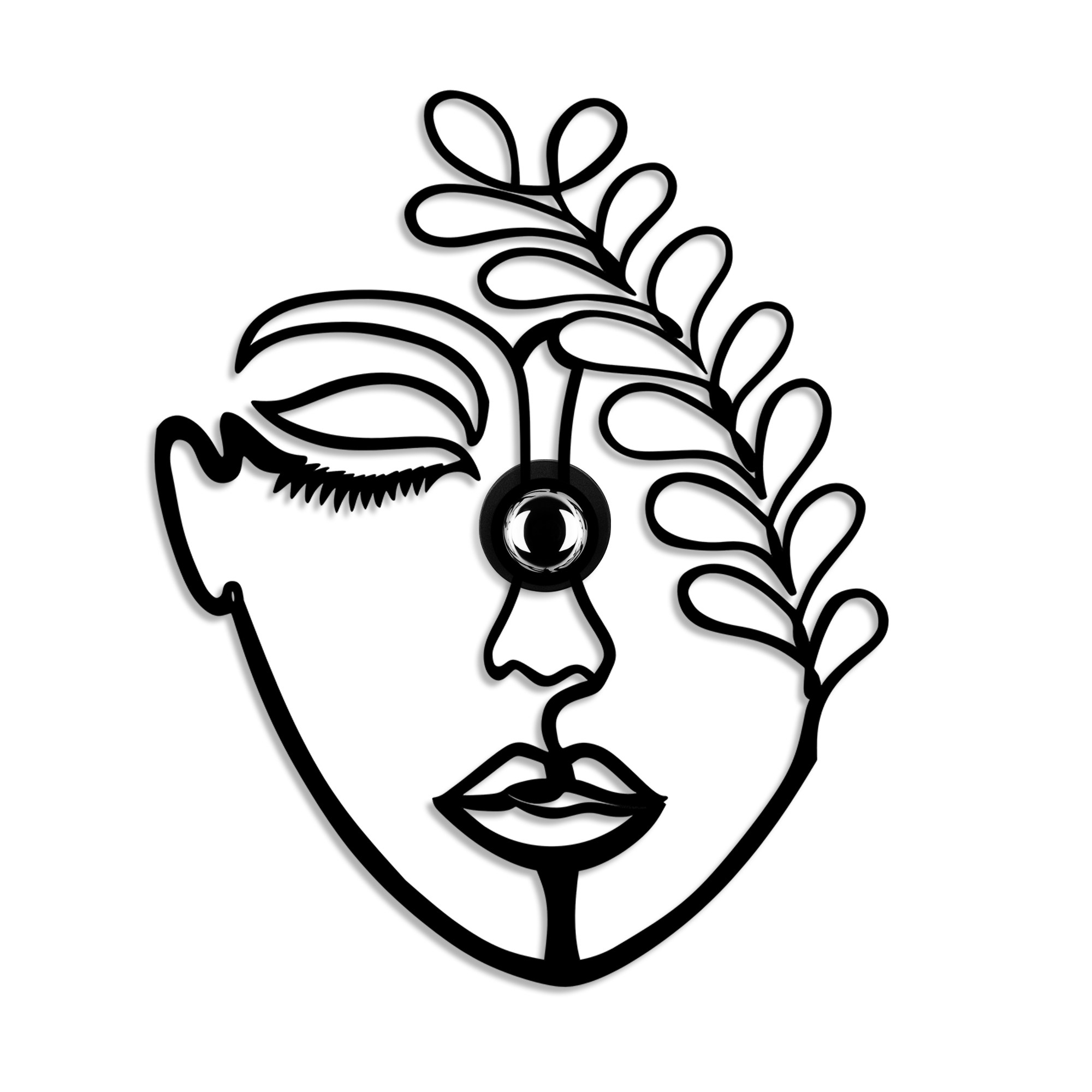 Applique murale décoratif Eyam visage style abstrait L50xH61cm Métal Noir