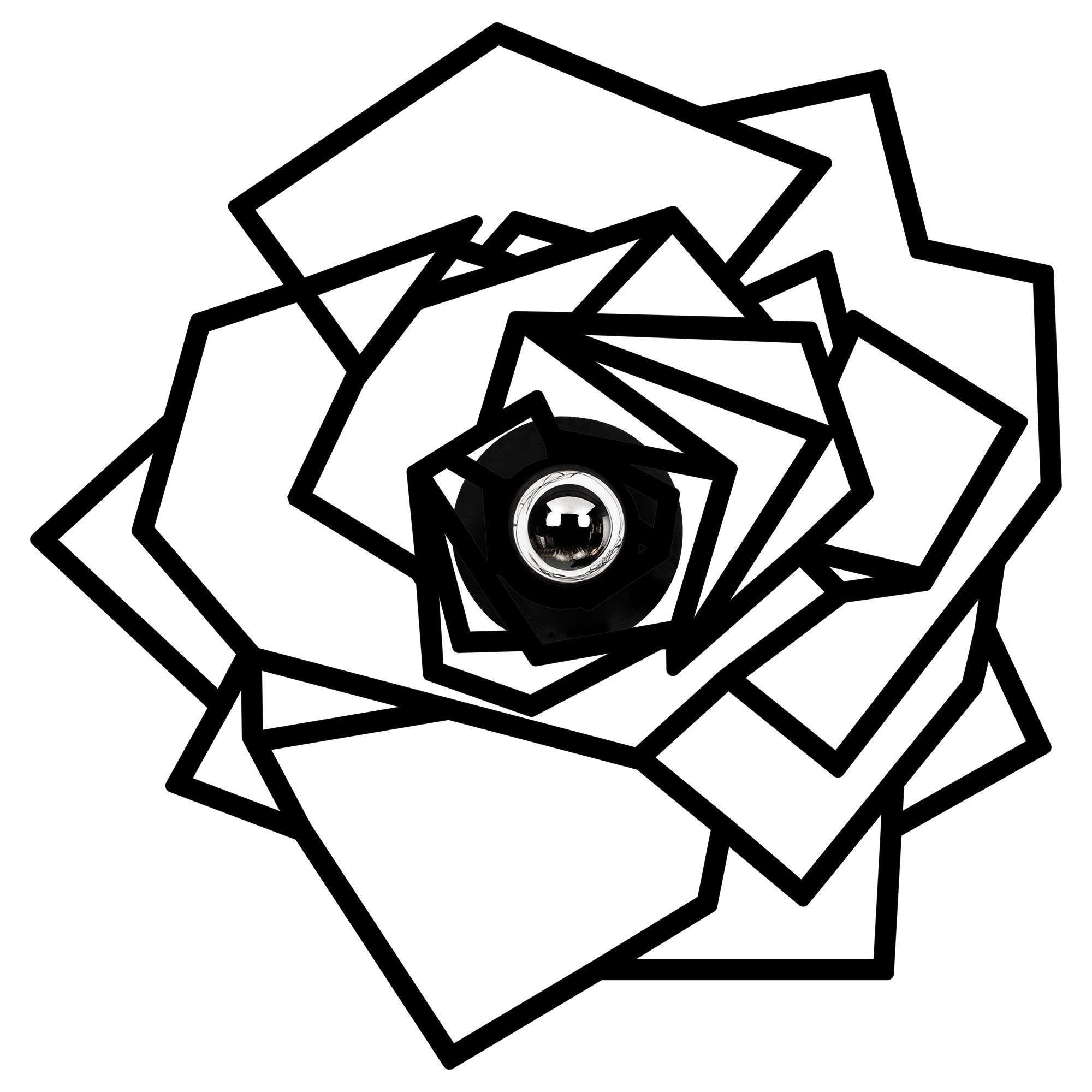 Applique murale origami rose Apertura D40cm Bois et Métal Noir