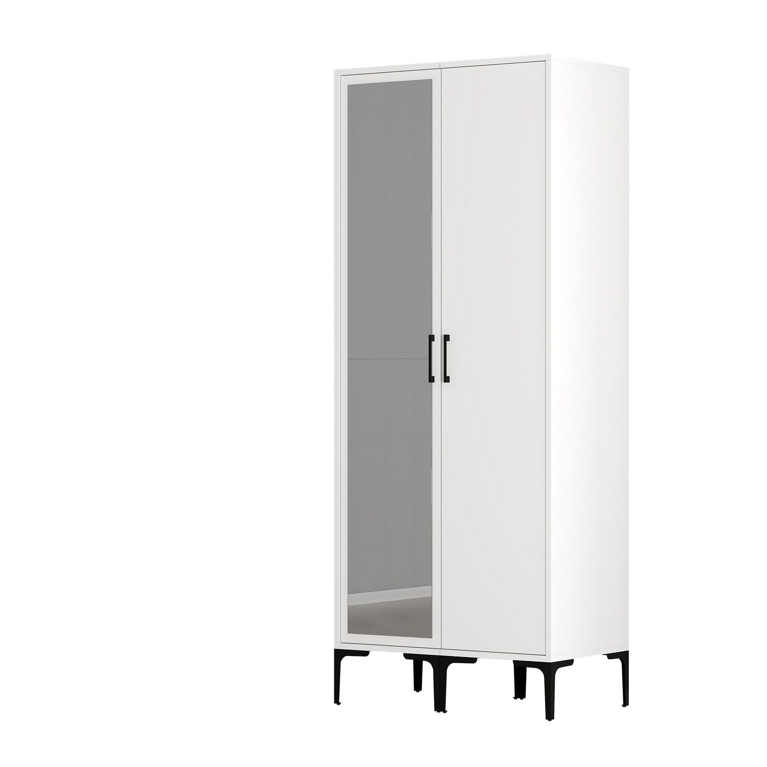 Armoire porte avec miroir style industriel Akoy L80cm Blanc