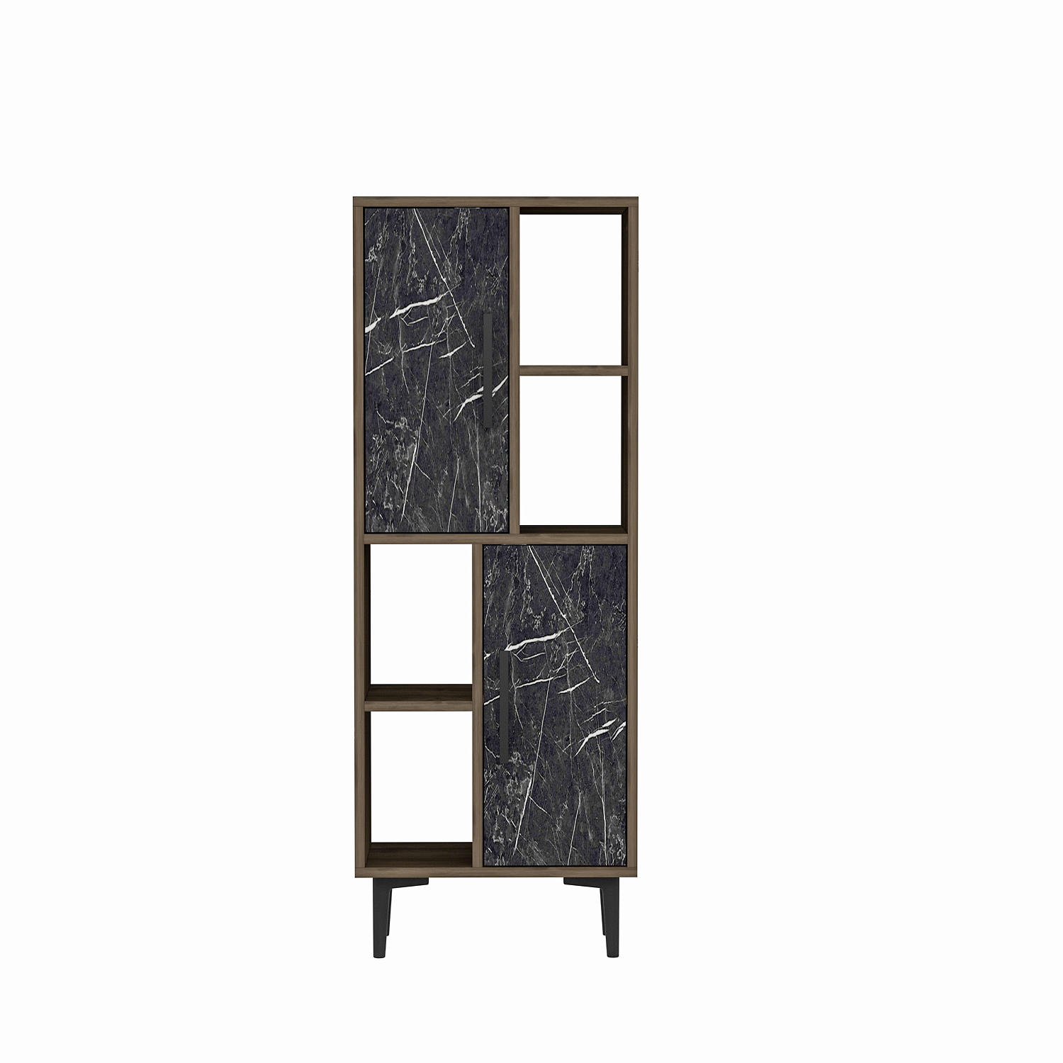 Etagère bibliothèque Gayet L50xH135cm Bois Naturel et Effet marbre Noir