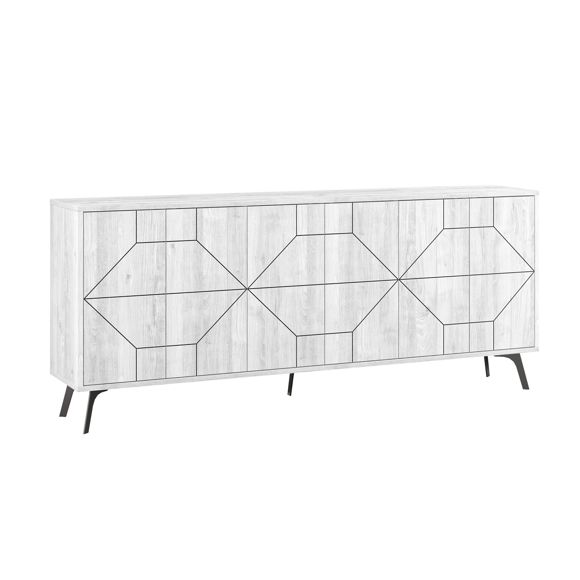 Buffet bas contemporain Santos 184cm Bois Blanc effet bois