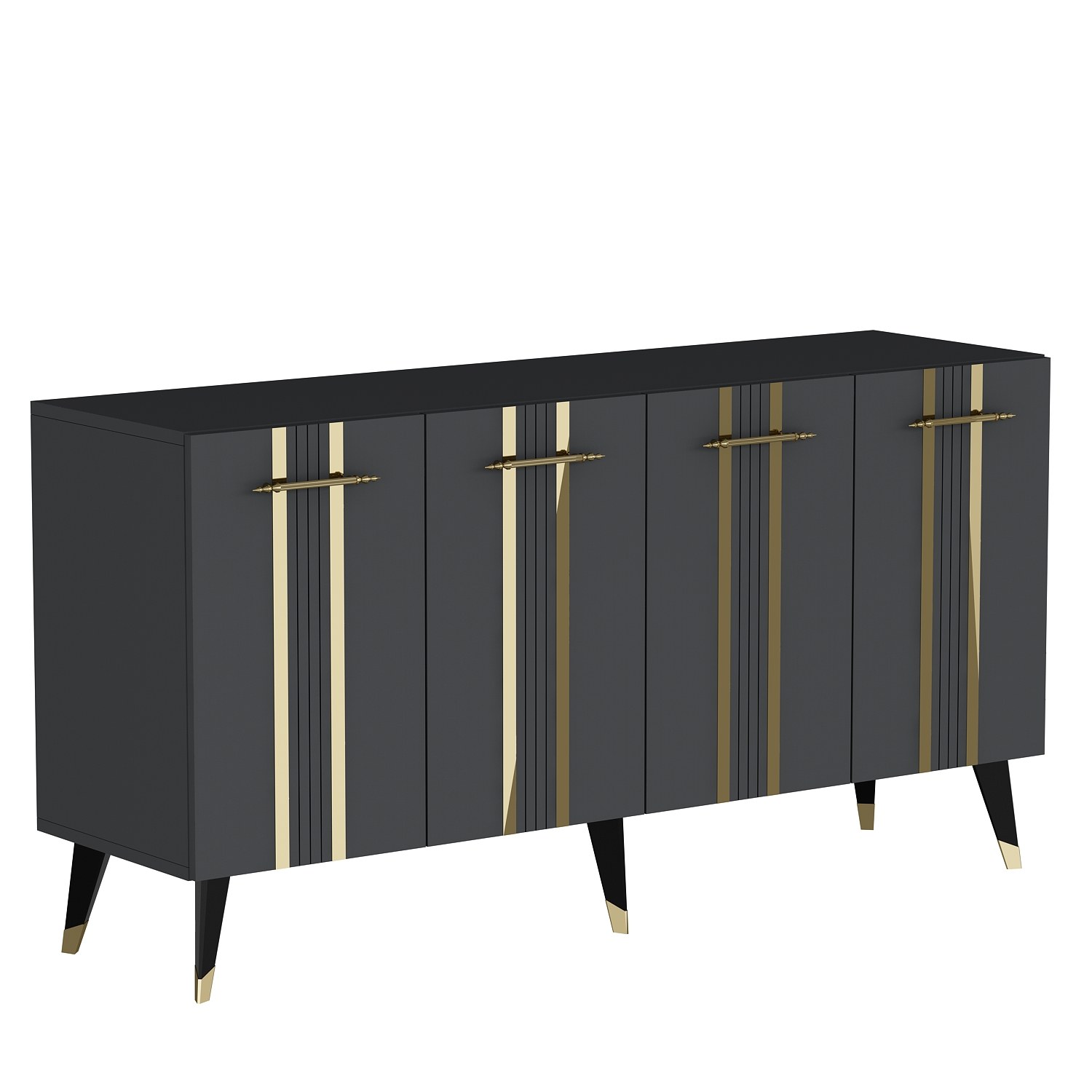 Buffet Cayman L150xH80cm Anthracite avec bandes Or