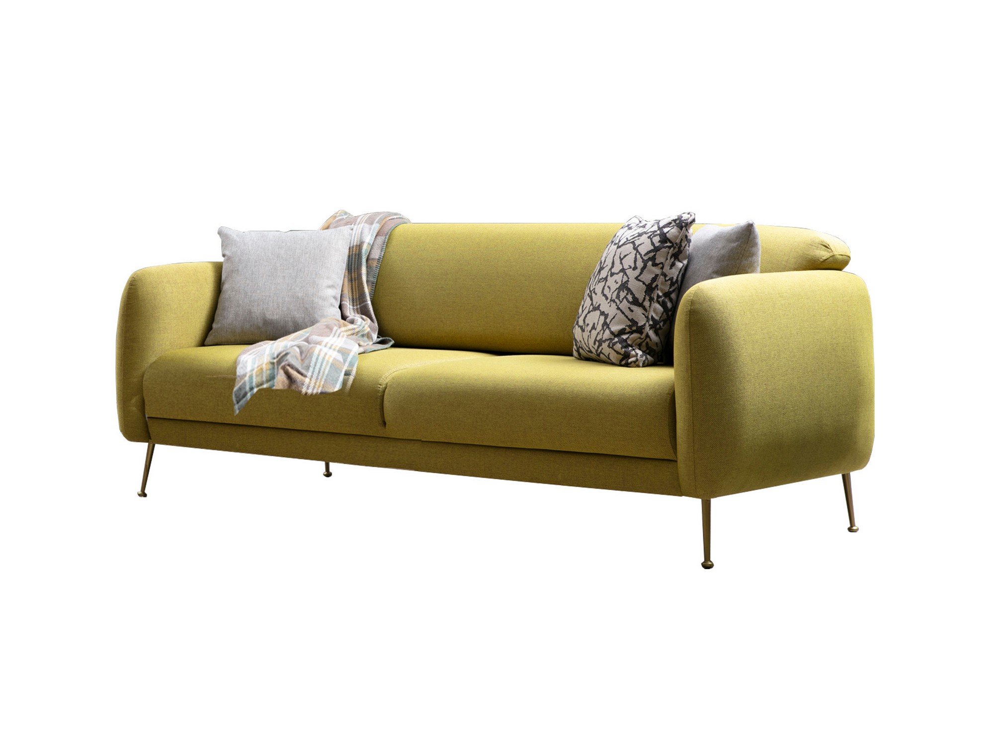 Canapé 3 places convertible avec 3 coussins Vesna Tissu Jaune