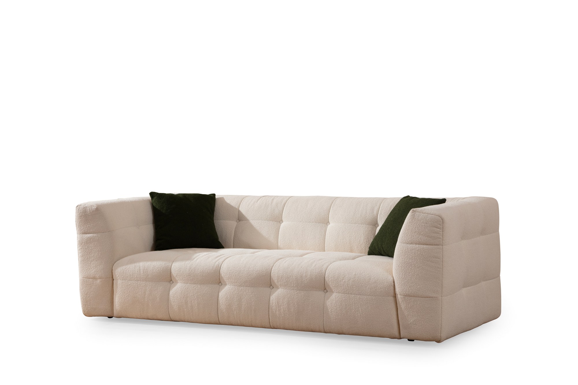 Canapé 3 places Nemynia Tissu capitonné Beige