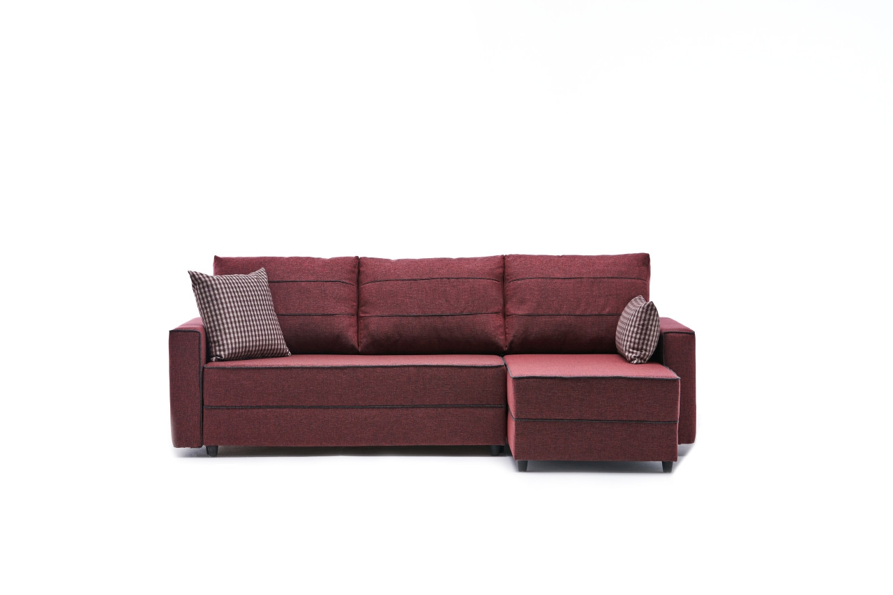 Canapé d'angle à droite convertible Milos Tissu Bordeaux