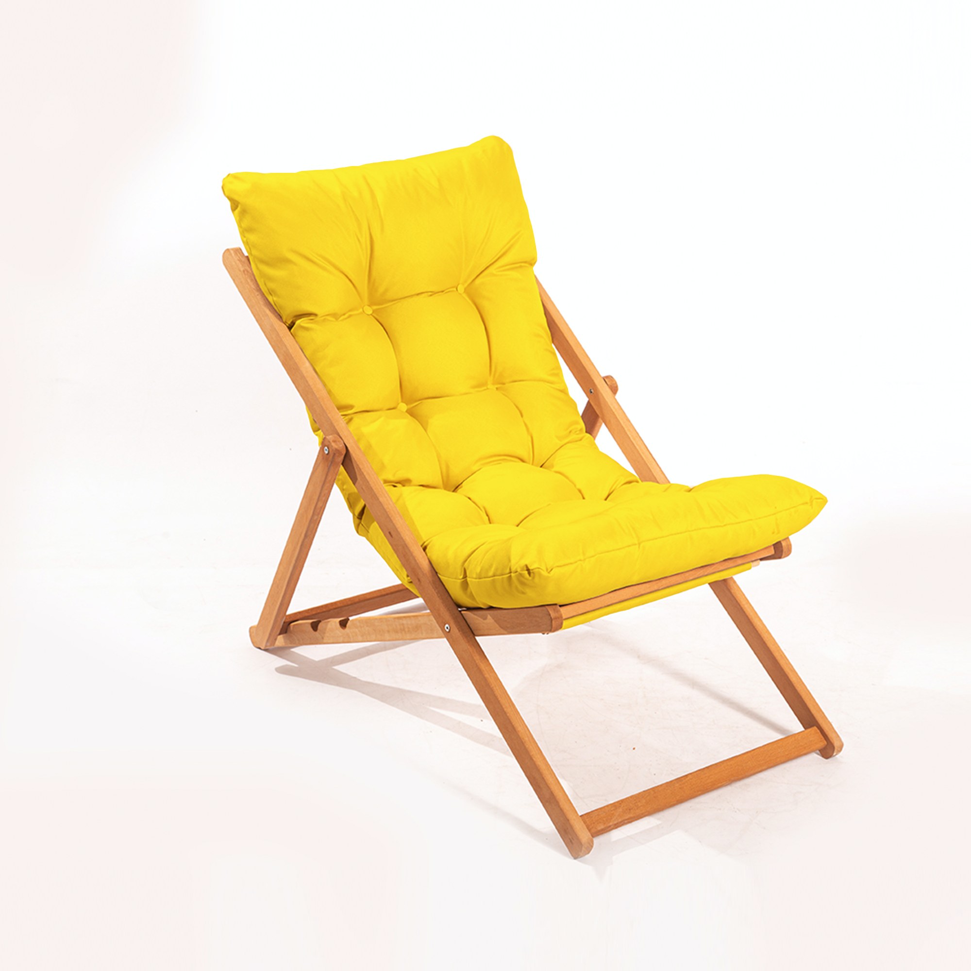 Chaise de jardin Purrault Bois massif clair et Tissu Jaune