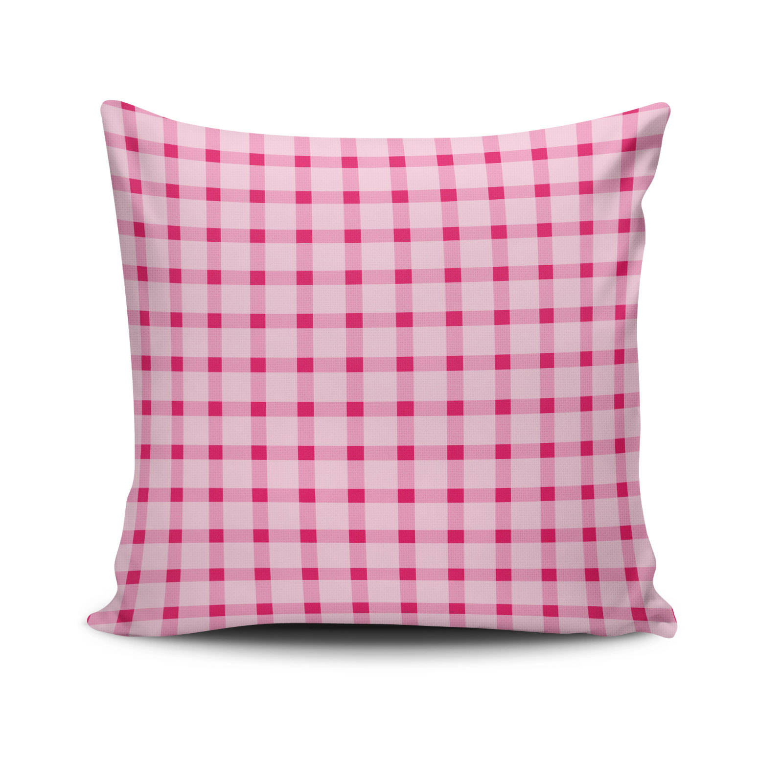 Coussin Twain 43x43cm Tissu Motif Carreaux Rose et Blanc