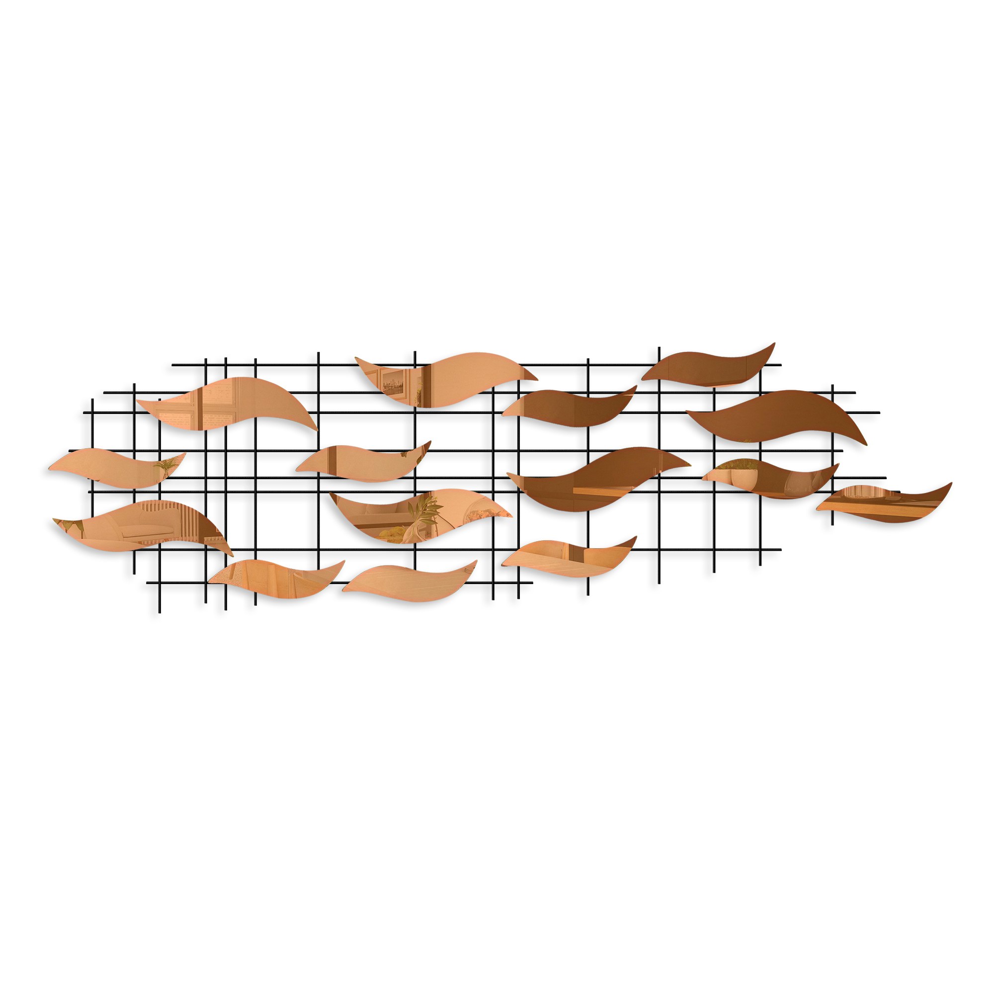 Décoration murale design Yawl L110xH32cm Métal Noir et Bronze