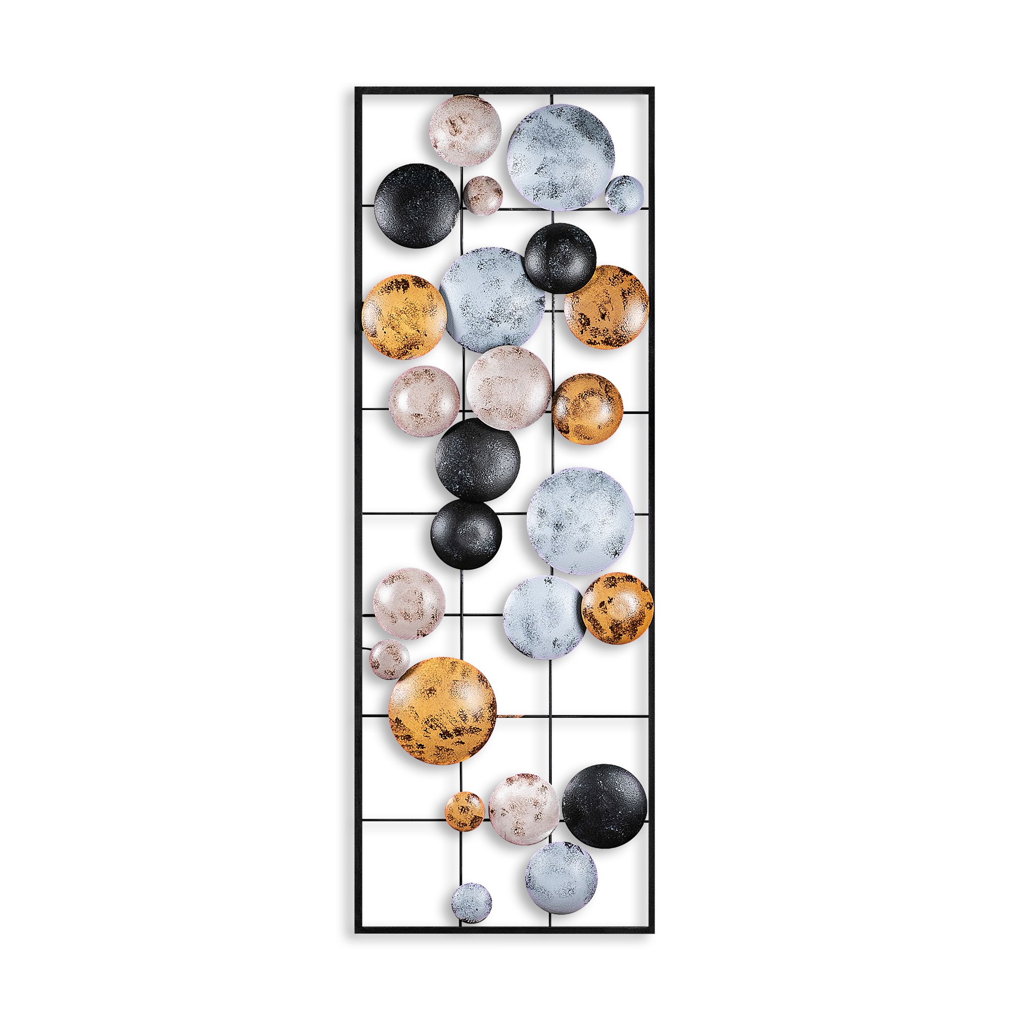 Décoration murale Edulis L32xH90cm Métal Noir, Or, Gris et Marron